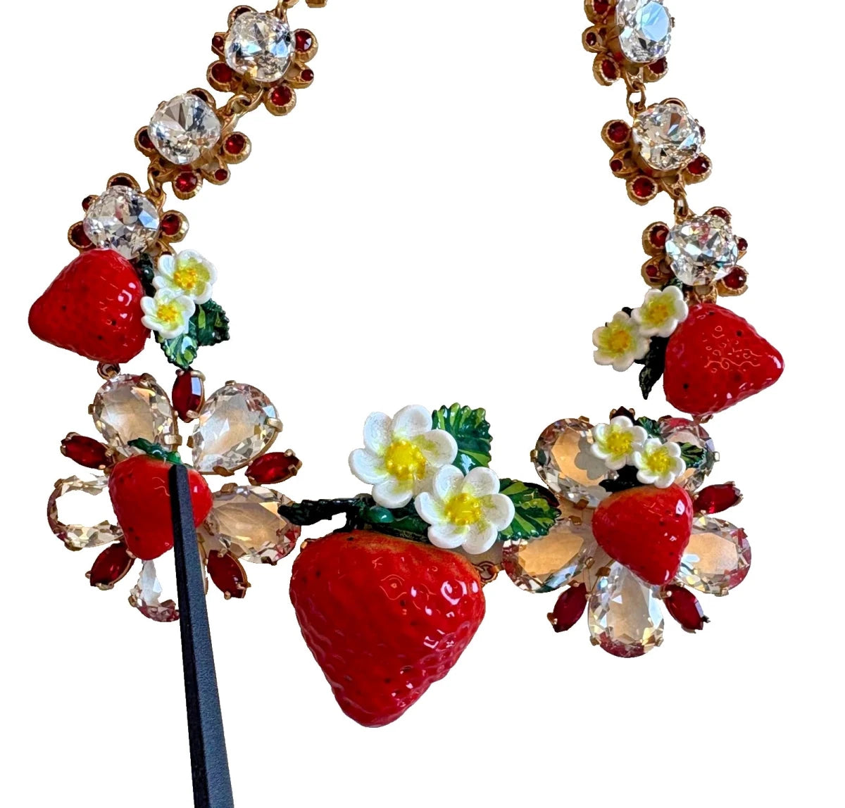 Gold Brass FRUIT Pendants Flowers Crystal Logo Necklace - styloora.cz