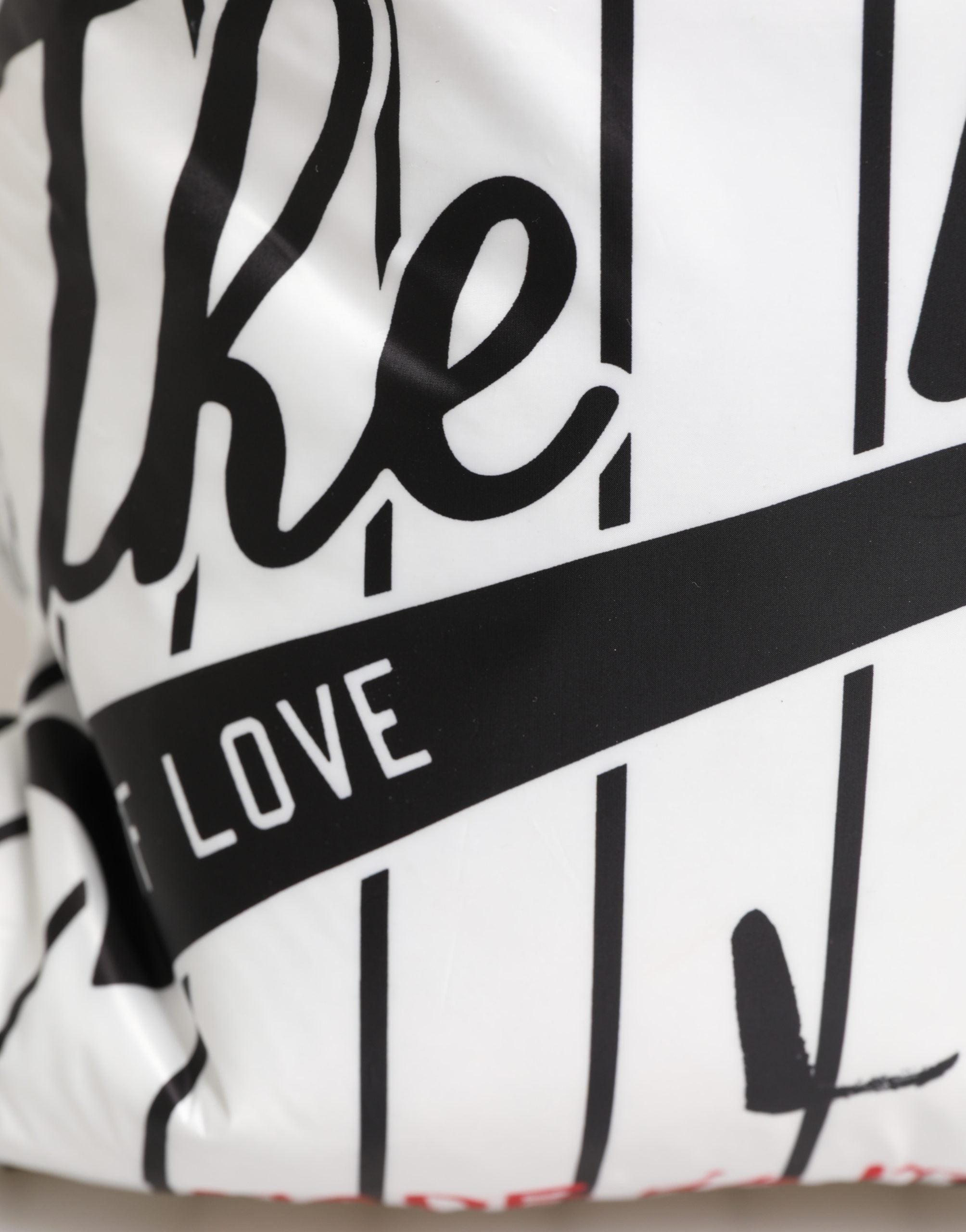 Black White Striped Polyester Drawstring Backpack Men Bag