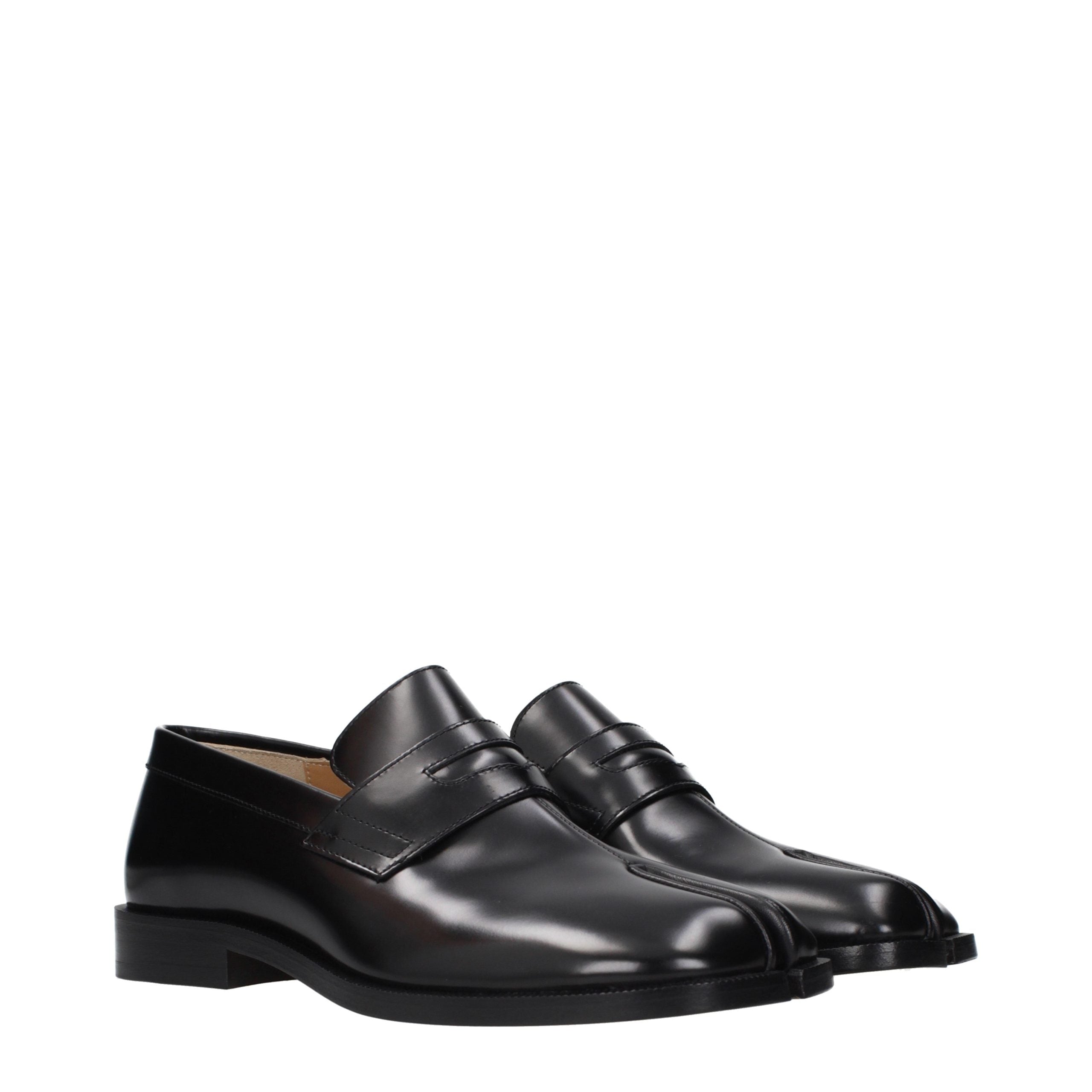 Black Leather Slip-On Loafers