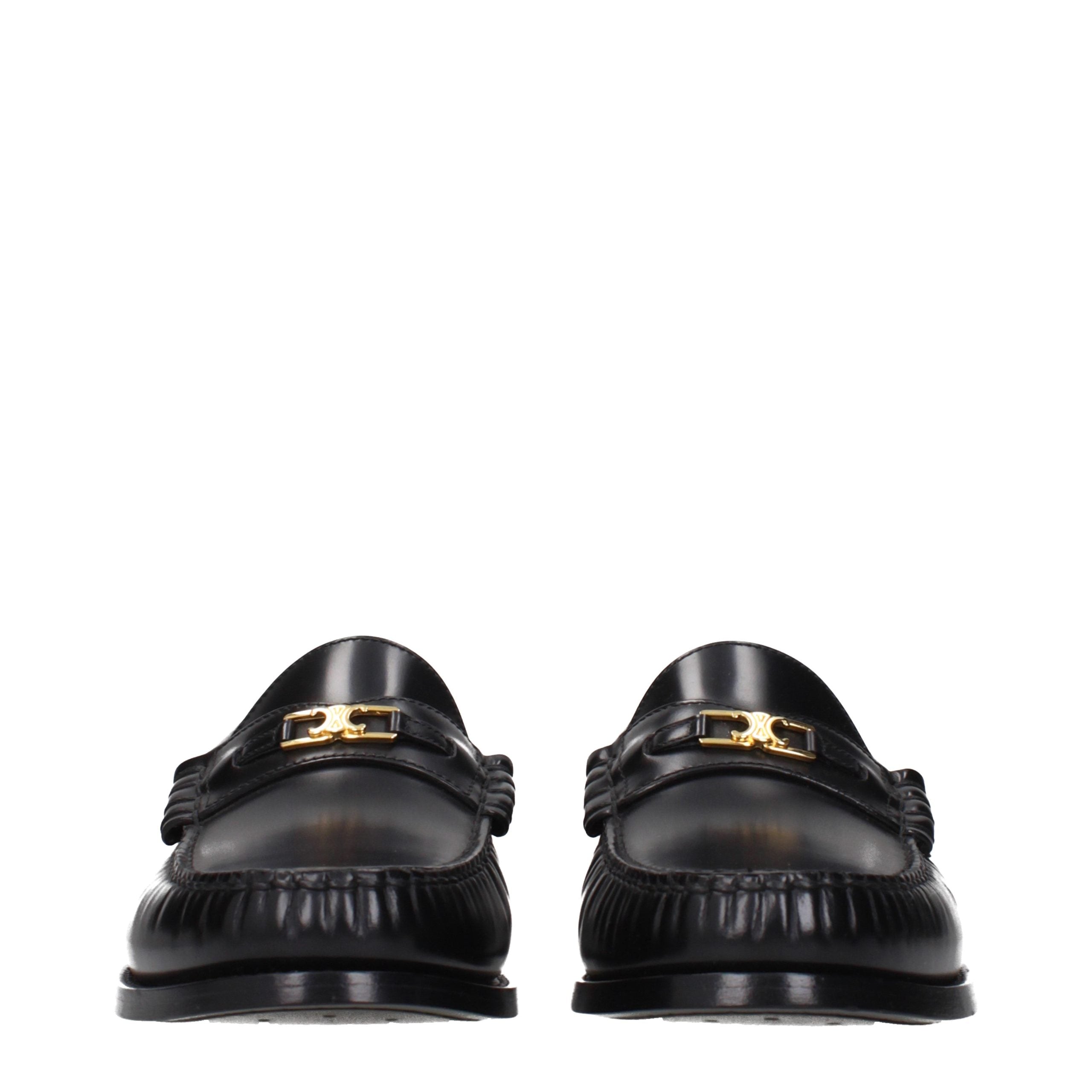 Black Leather Slip-On Loafers