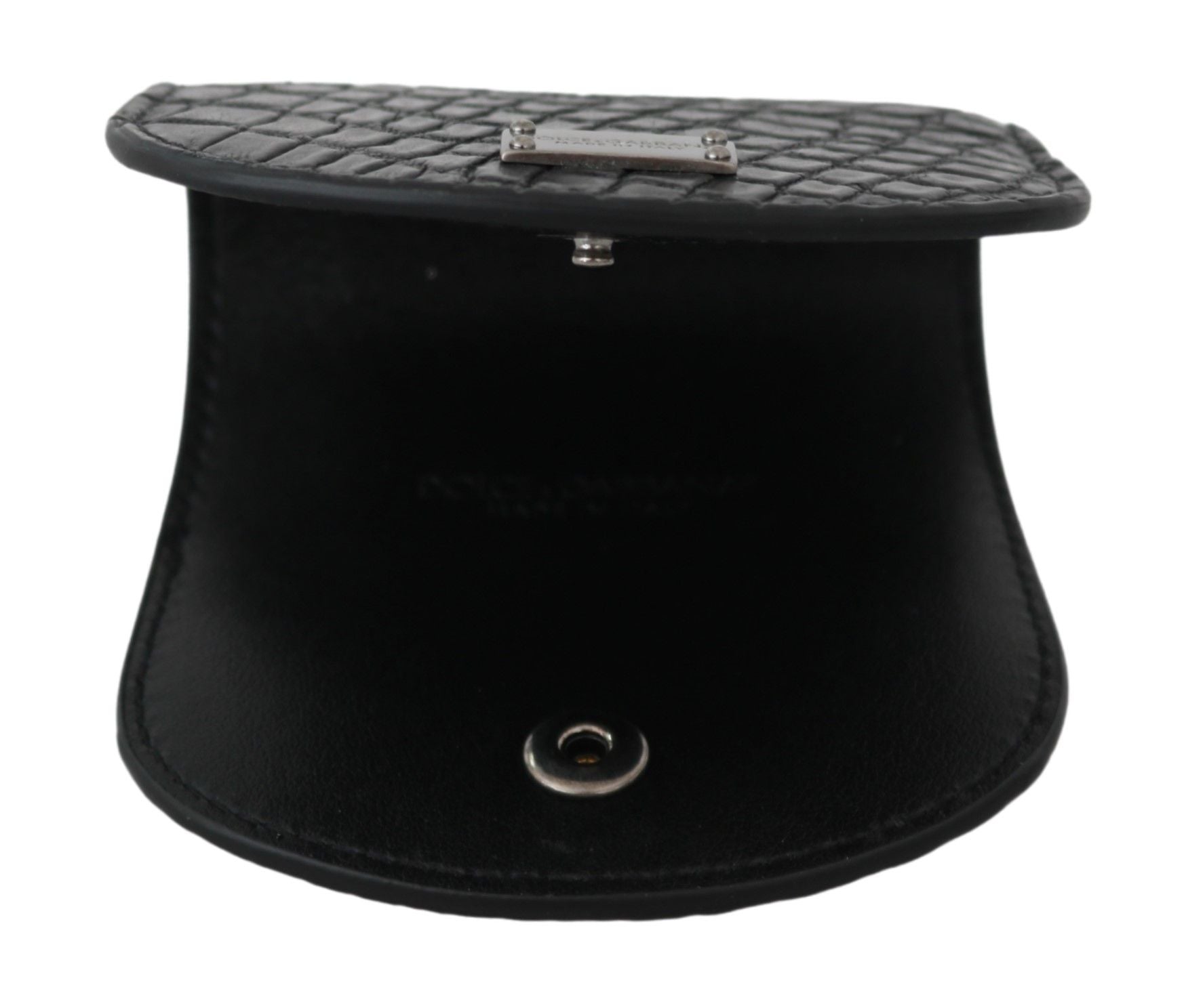 Černé pouzdro na kondom z exotické kůže s kapsou