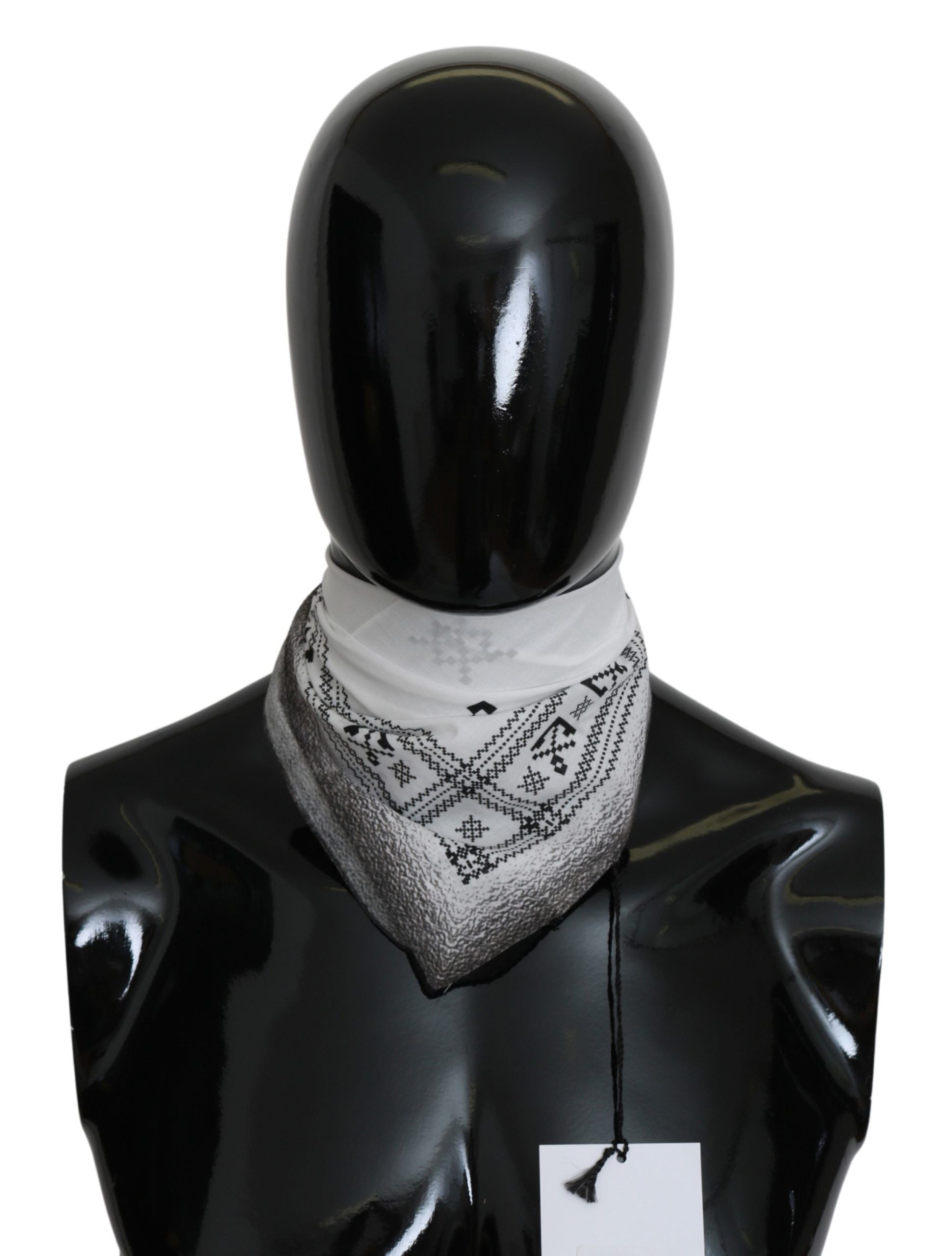 Bílý potištěný bavlněný šátek bandana