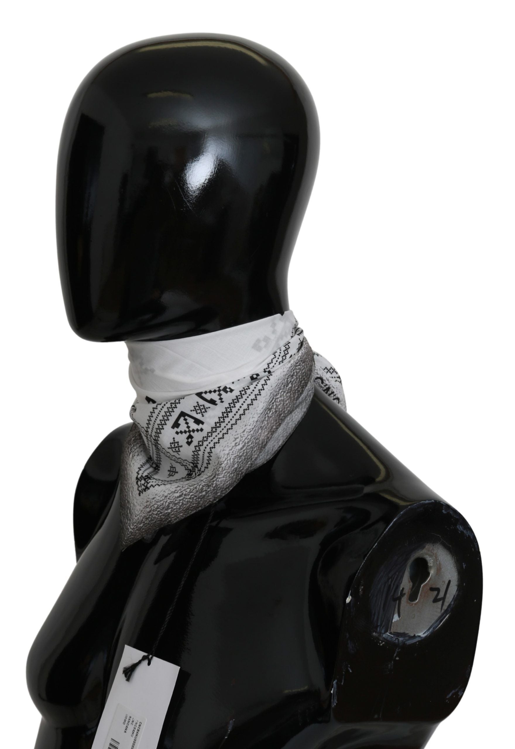 Bílý potištěný bavlněný šátek bandana
