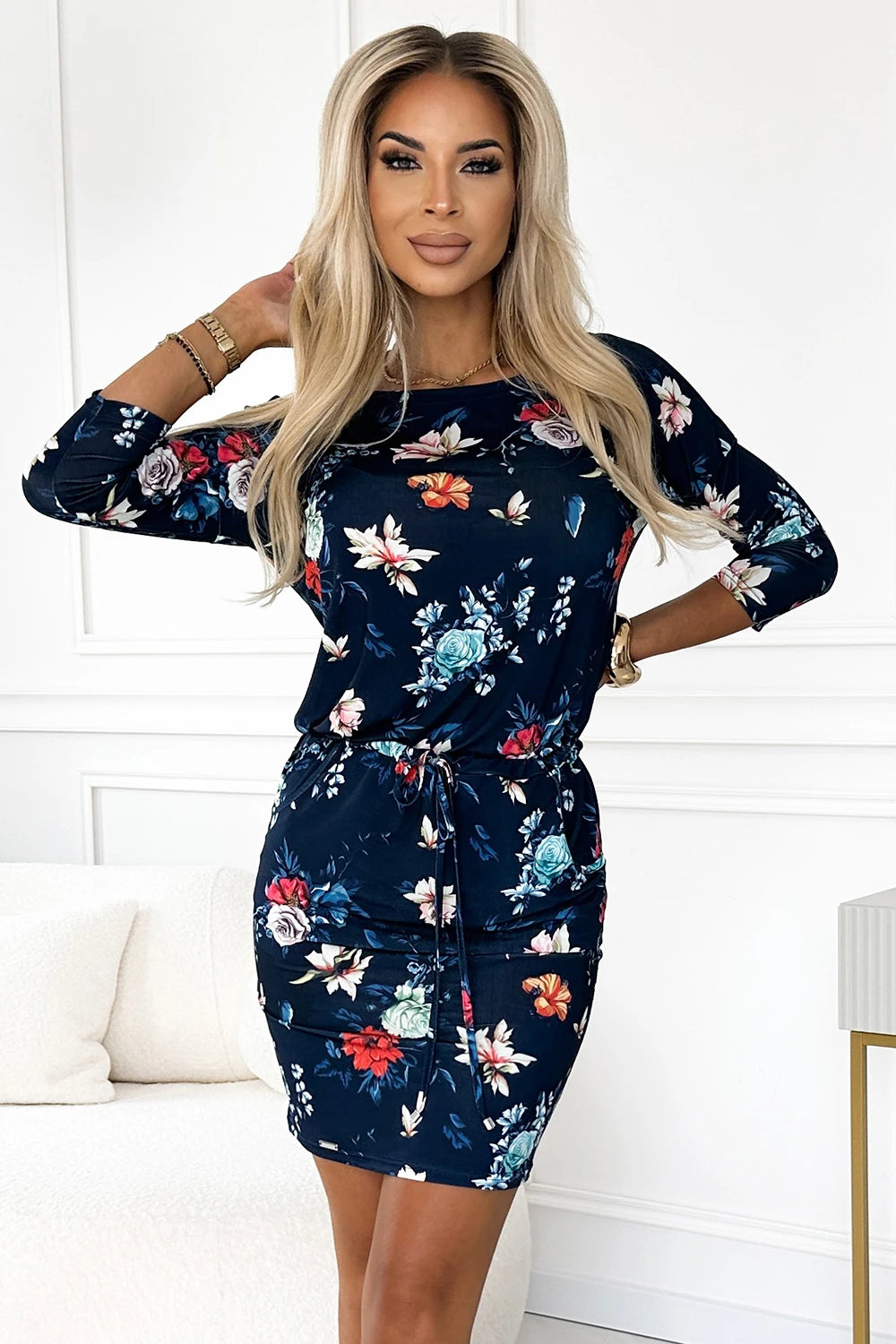 Sporty dress – Colorful Flowers On A Dark Blue Background