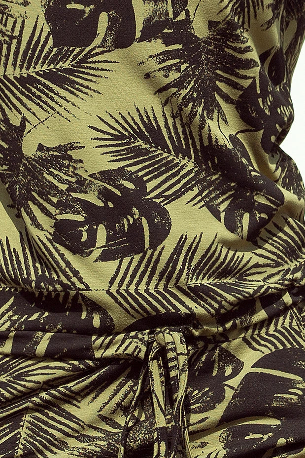 LIMITED Sporty dress – Round Leaves + Khaki