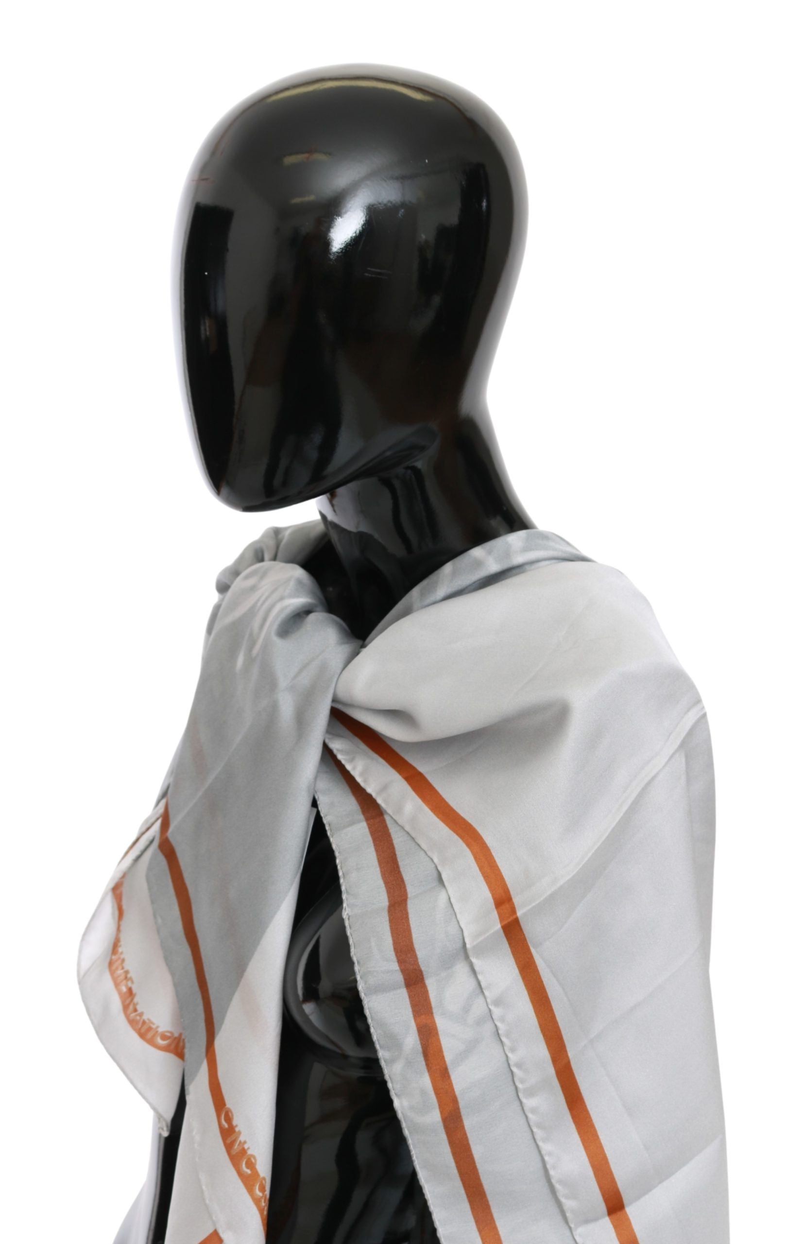Šedočervený hedvábný šál Foulard Wrap