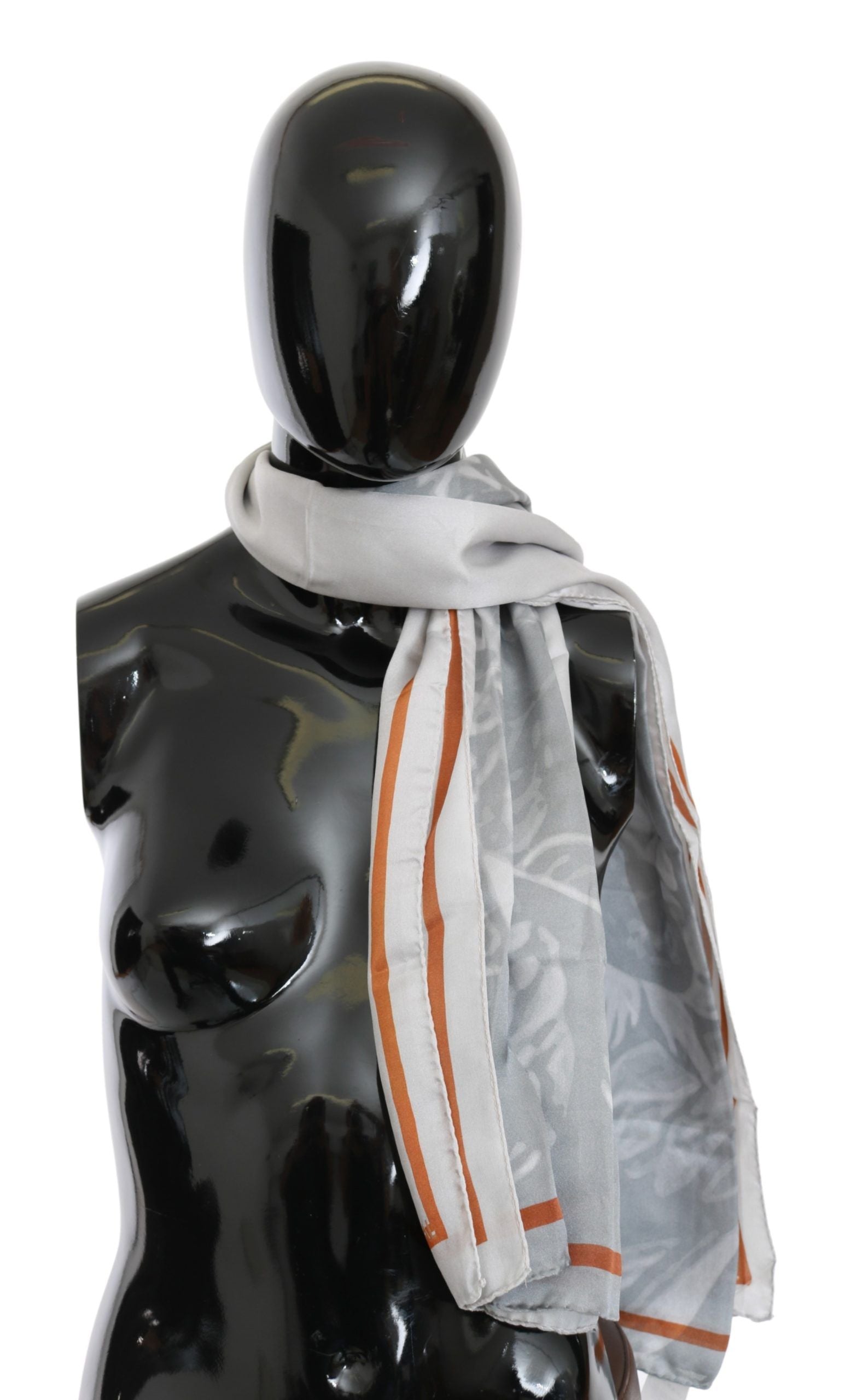 Šedočervený hedvábný šál Foulard Wrap