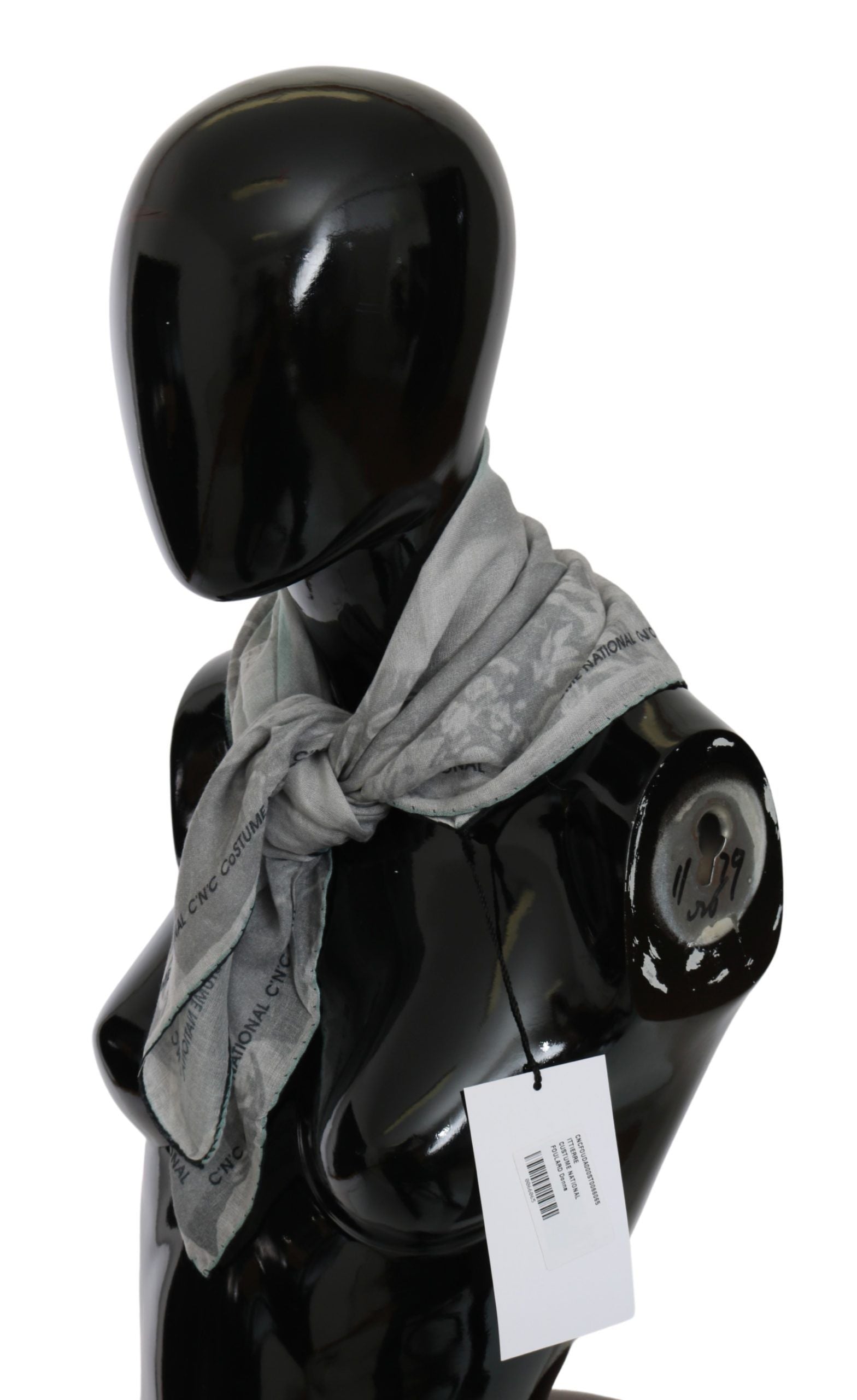 Šedý hedvábný šál Foulard Wrap