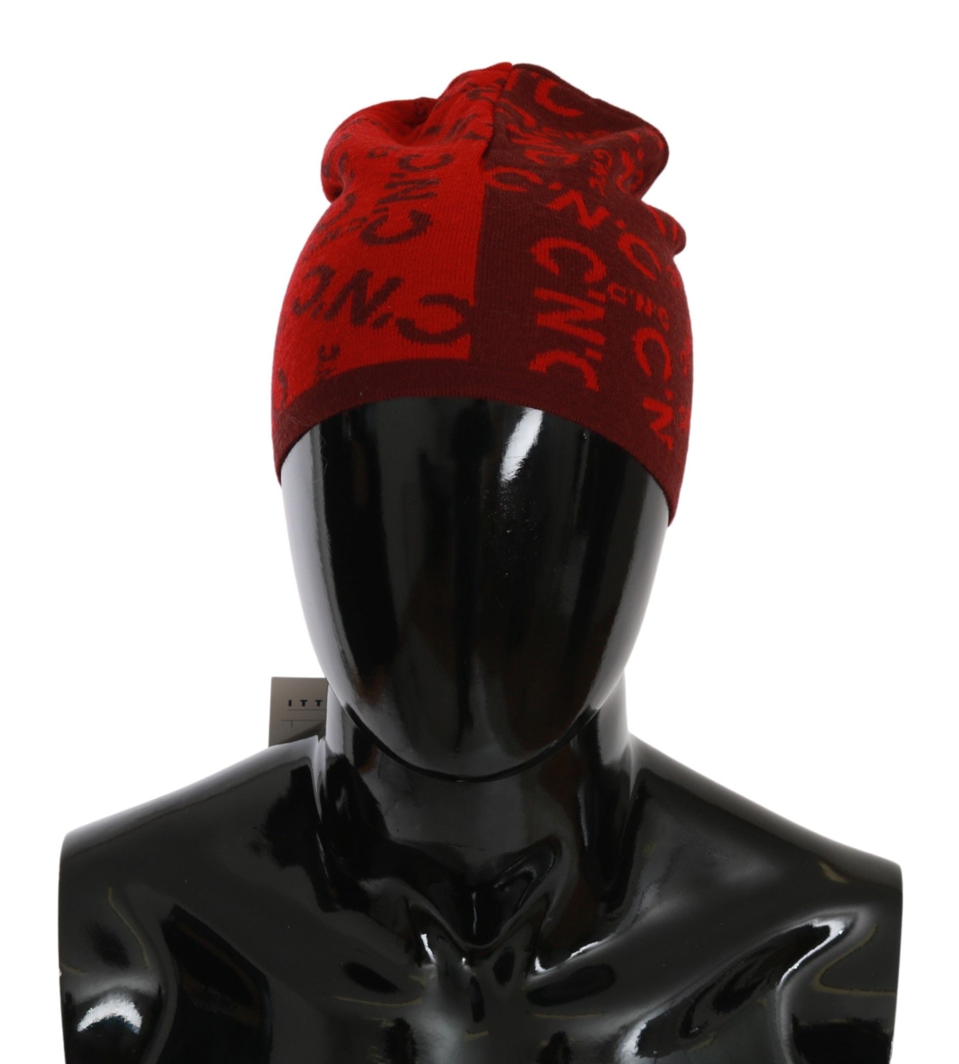 Červená čepice Beanie z vlněné směsi
