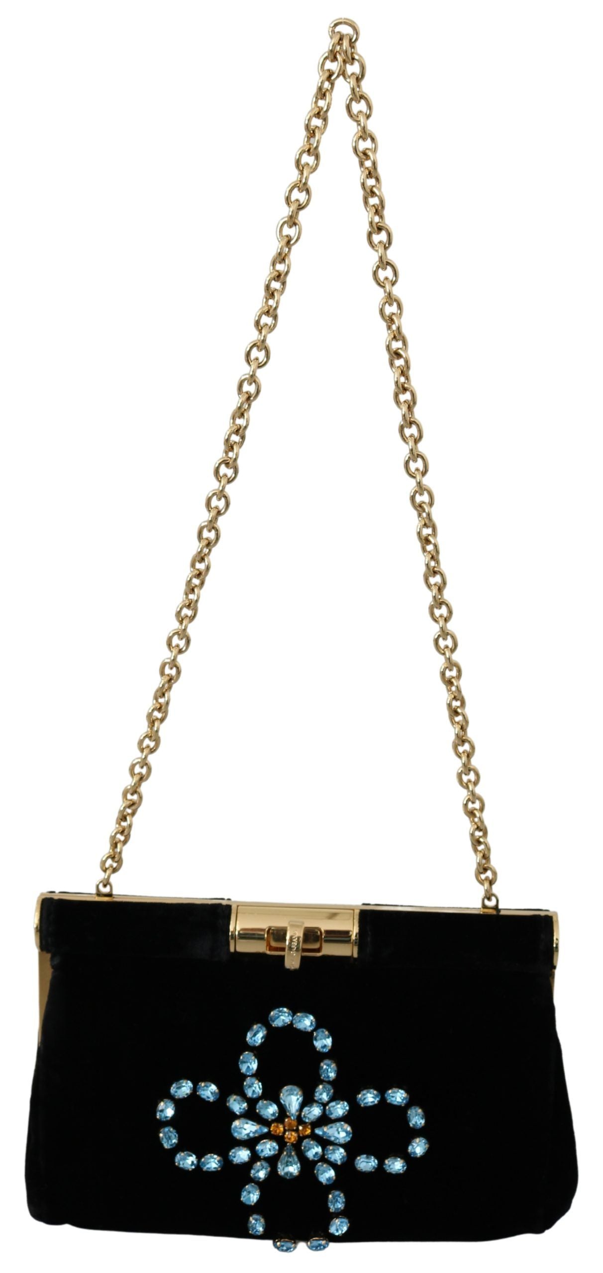 Dámská crossbody kabelka Borse s krystalovými cvočky, černá sametová