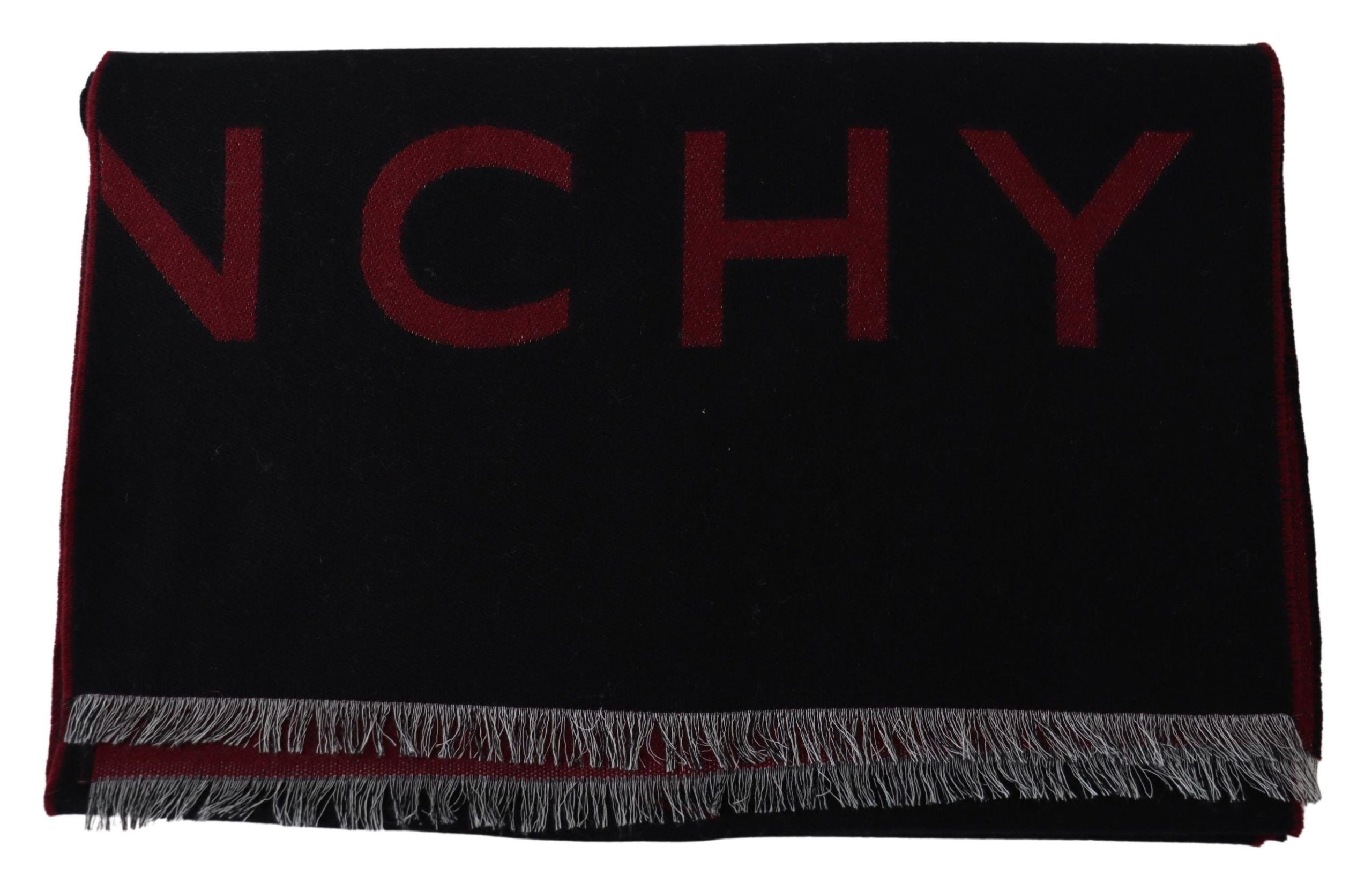 Černočervený vlněný unisex zimní teplý zavinovací šátek