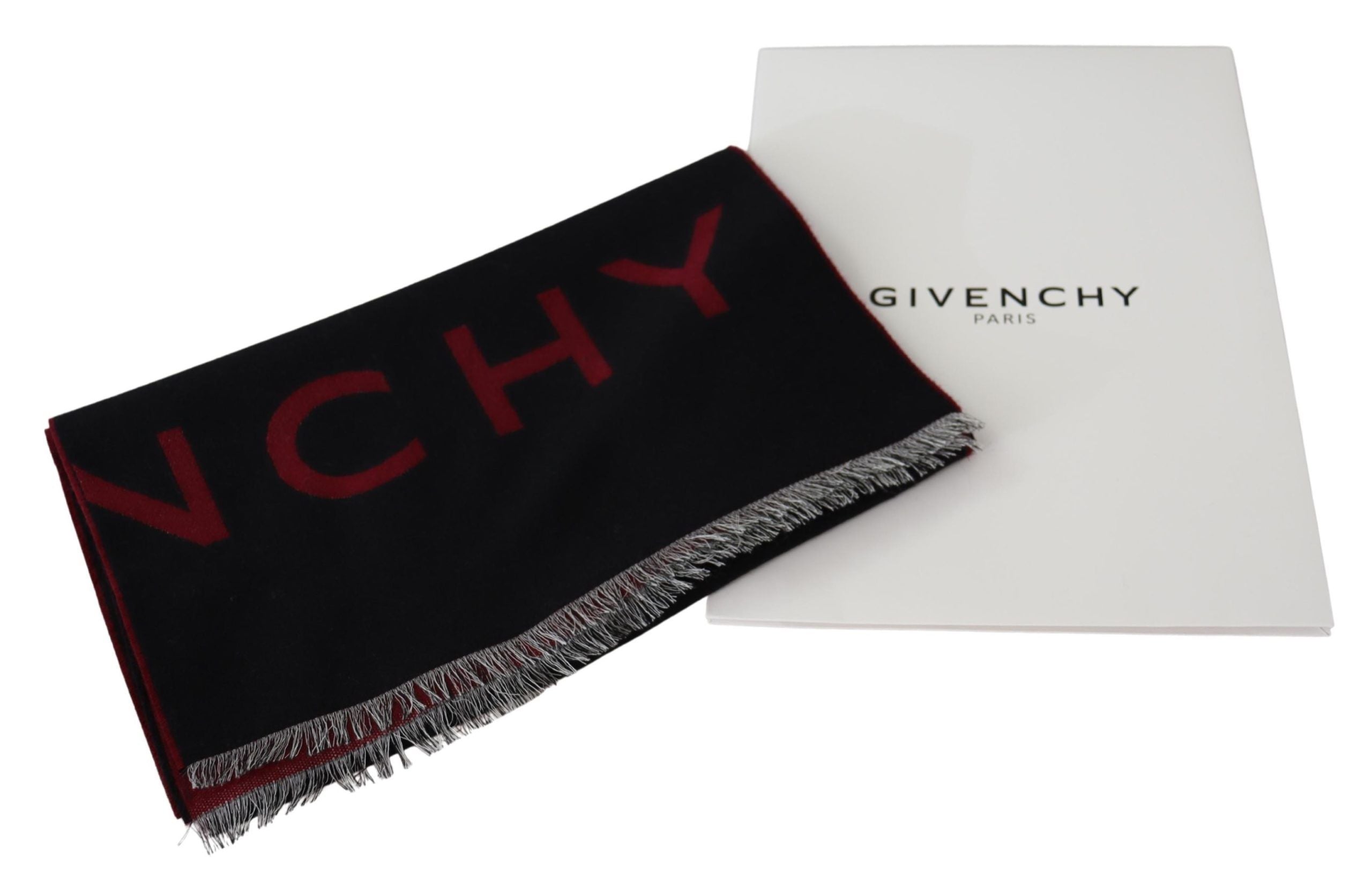 Černočervený vlněný unisex zimní teplý zavinovací šátek