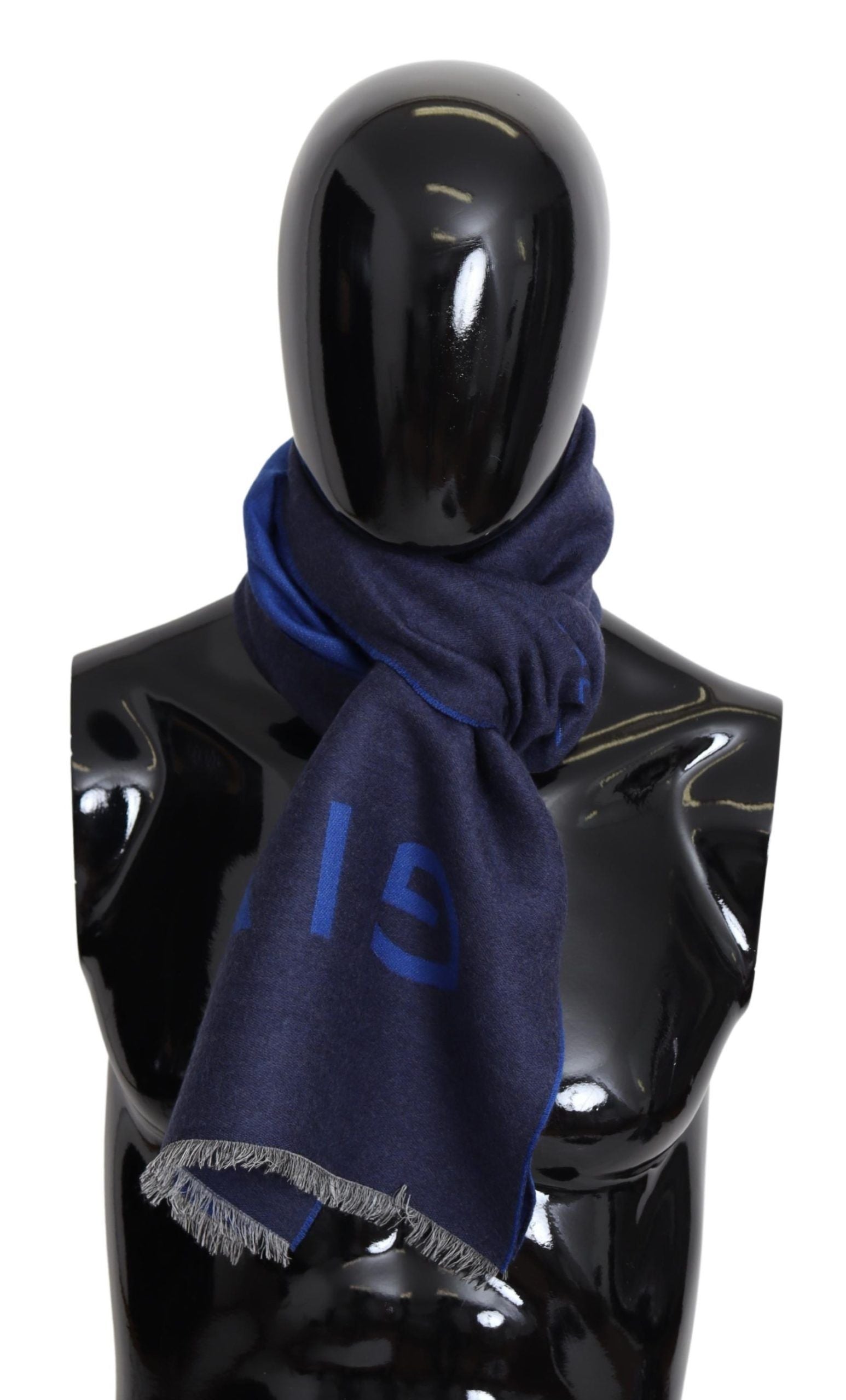 Modrý vlněný unisex zimní teplý šátek/šátek
