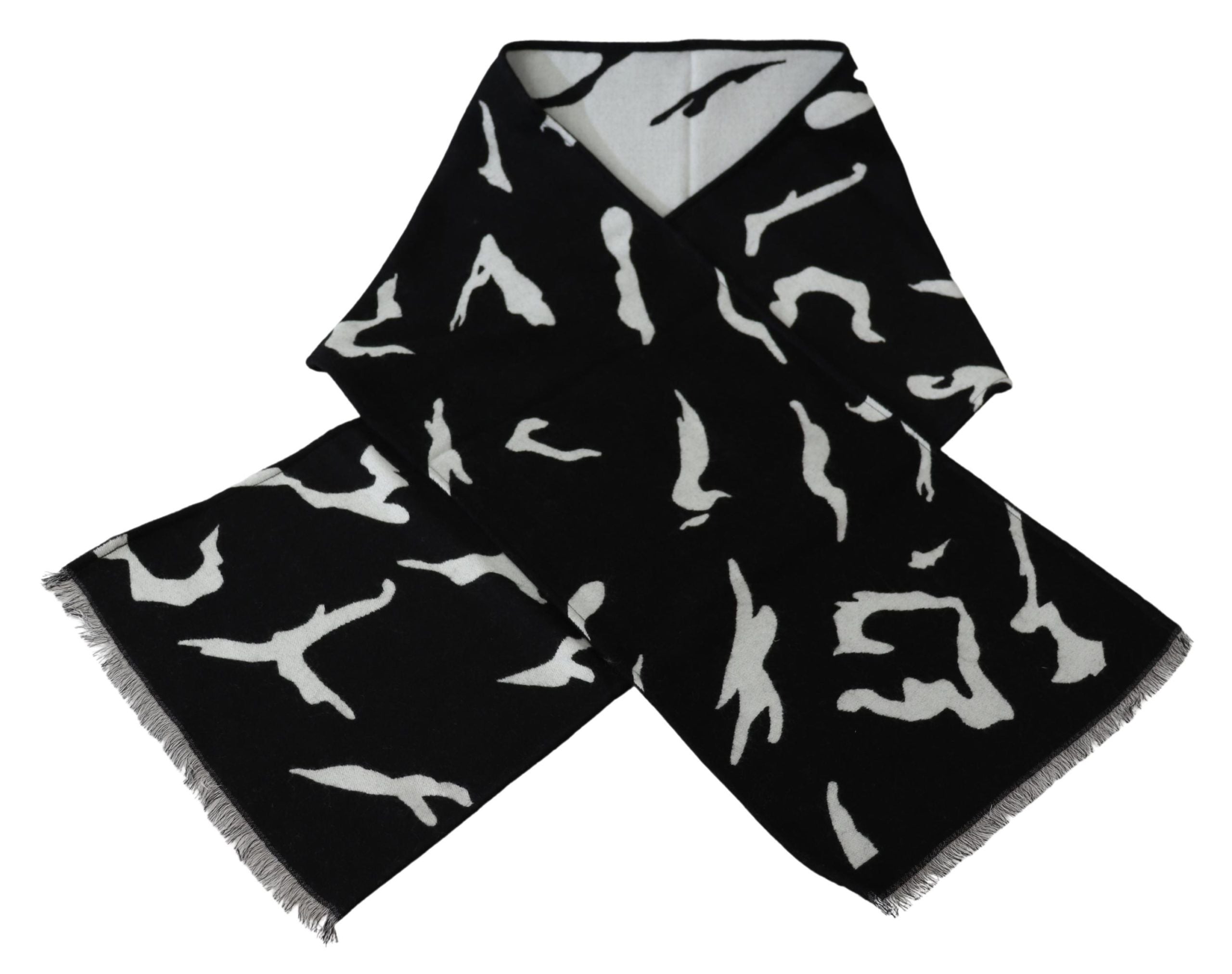 Černobílý vlněný unisex zimní teplý šátek/šátek