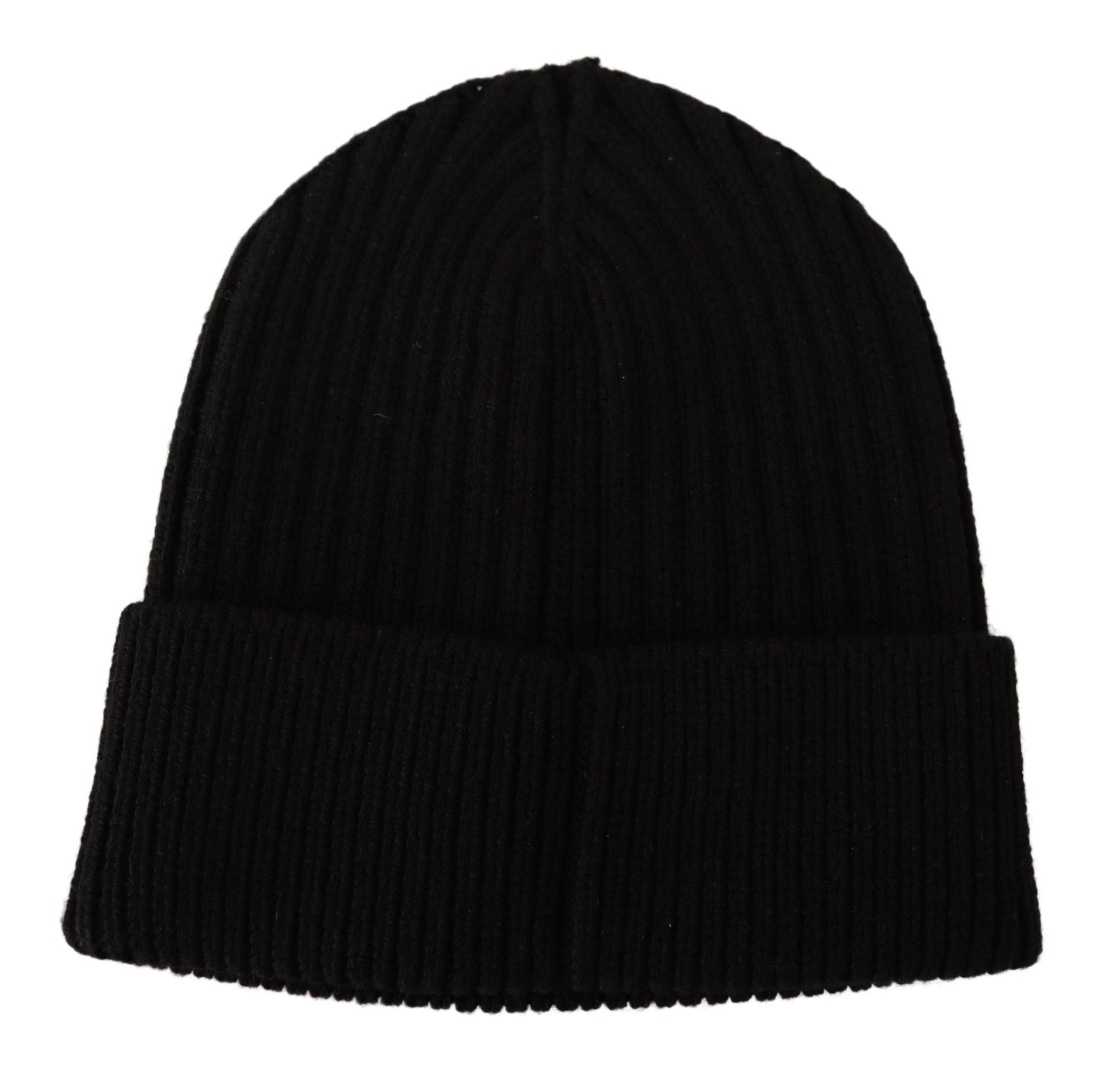Černá vlněná pletená zimní čepice pro ženy