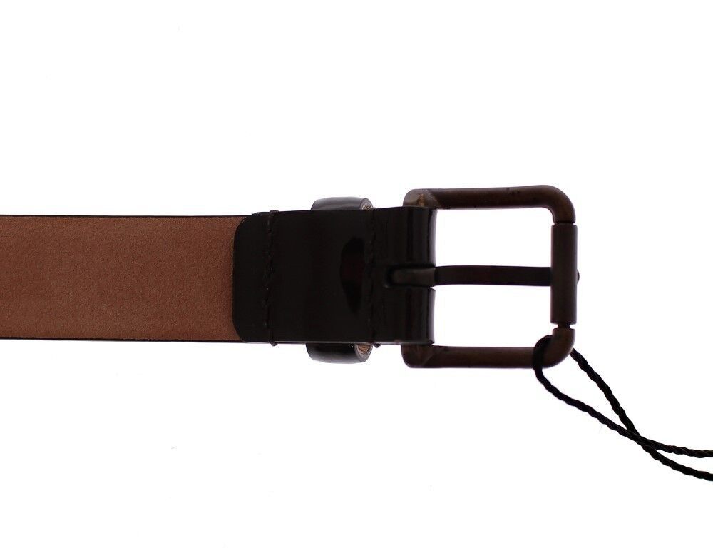 Hnědý kožený opasek s logem Cintura Belt