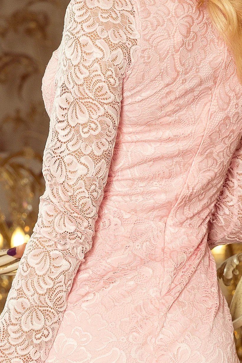 Lace dress with neckline – Pastel Pink