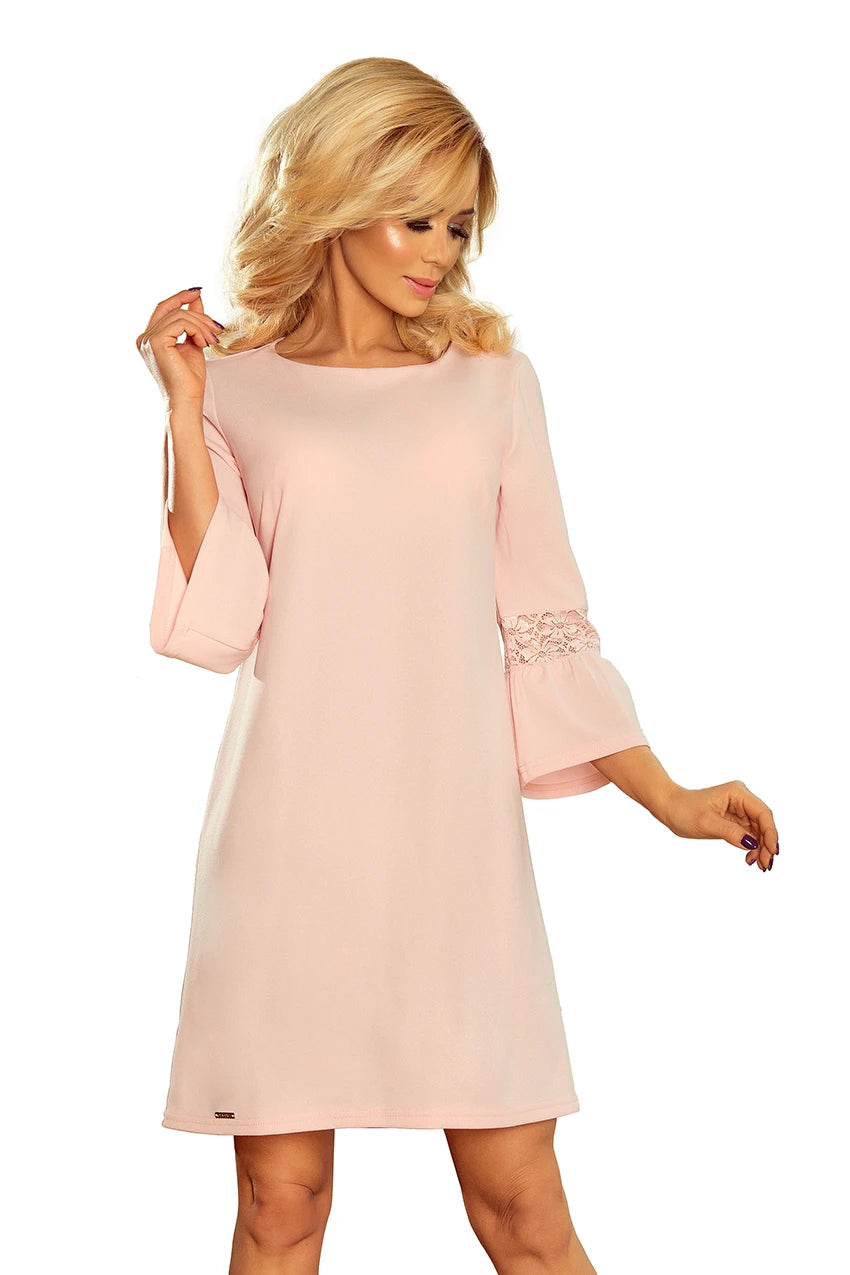 MARGARET dress with lace on the sleeves – Pastel Pink