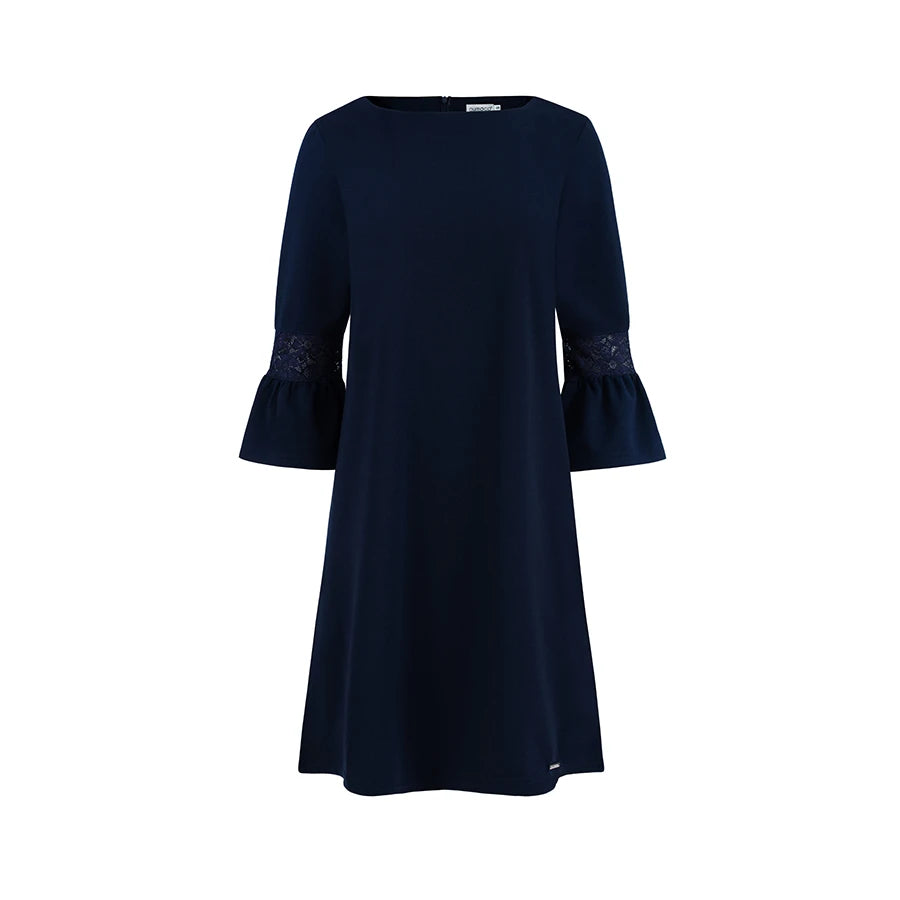 MARGARET dress with lace on the sleeves – Navy Blue