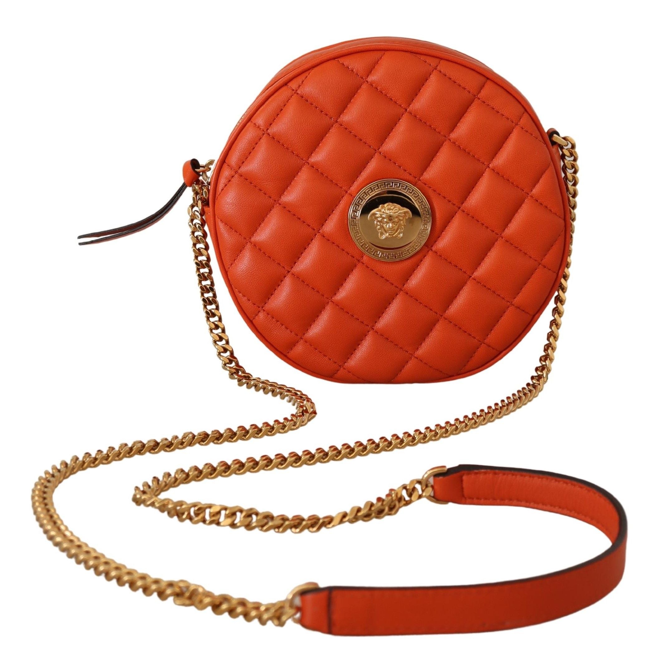 Elegantní kulatá crossbody kabelka z kůže Nappa