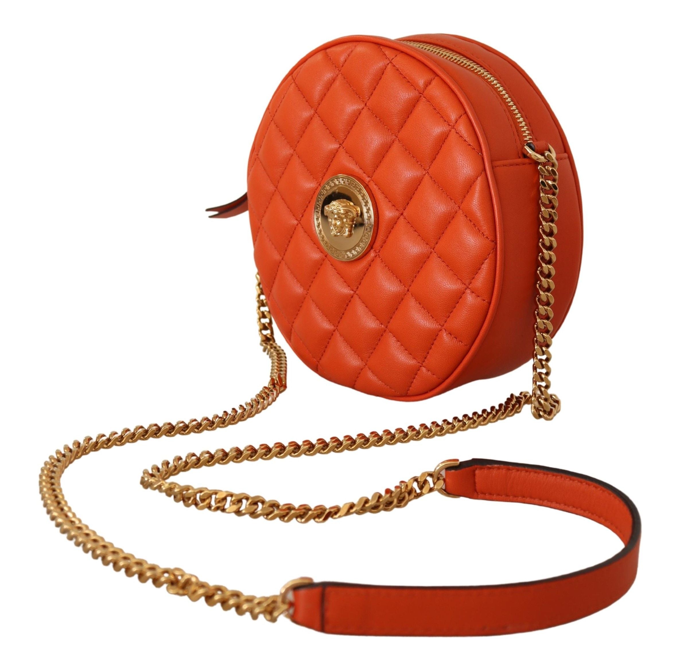 Elegantní kulatá crossbody kabelka z kůže Nappa