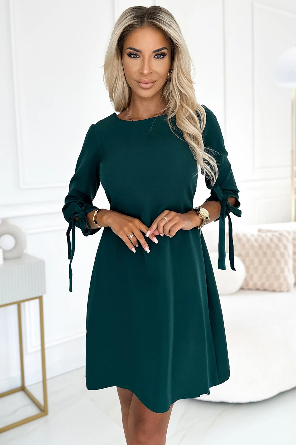ALICE Trapeze dress with bows – Green