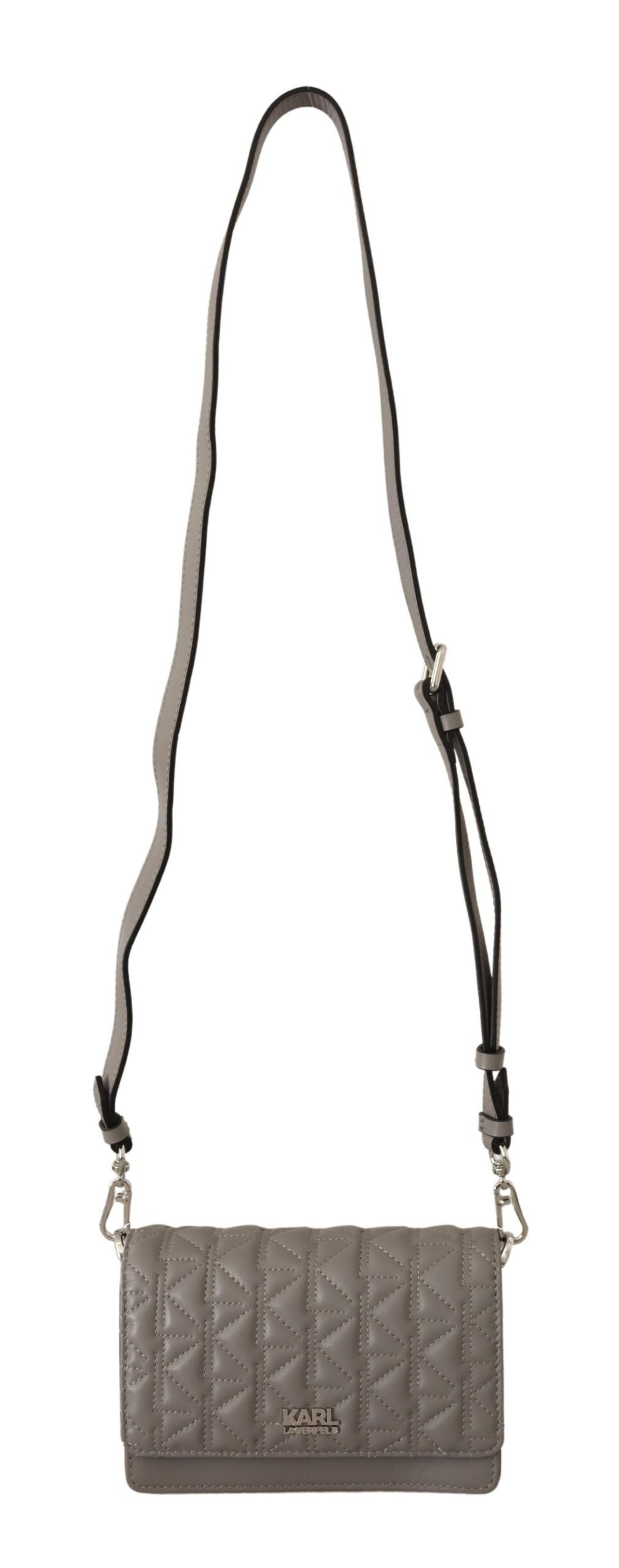 Elegantní šedá kožená crossbody kabelka