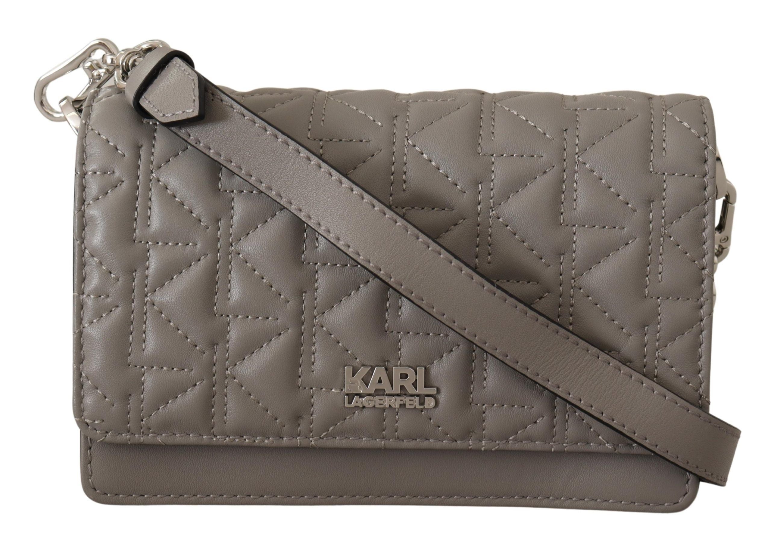 Elegantní šedá kožená crossbody kabelka