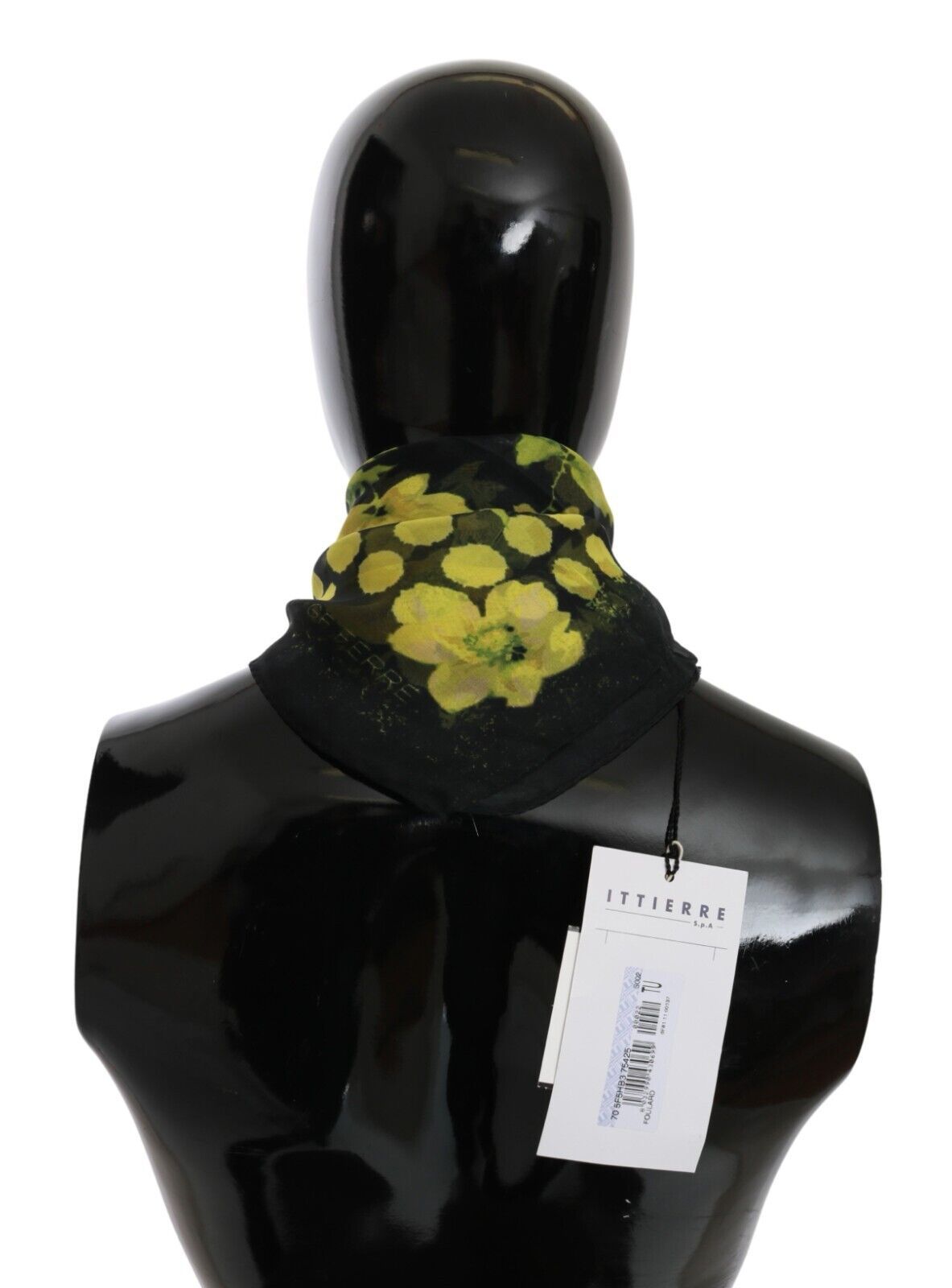Černožlutý květinový zavinovací šál Foulard