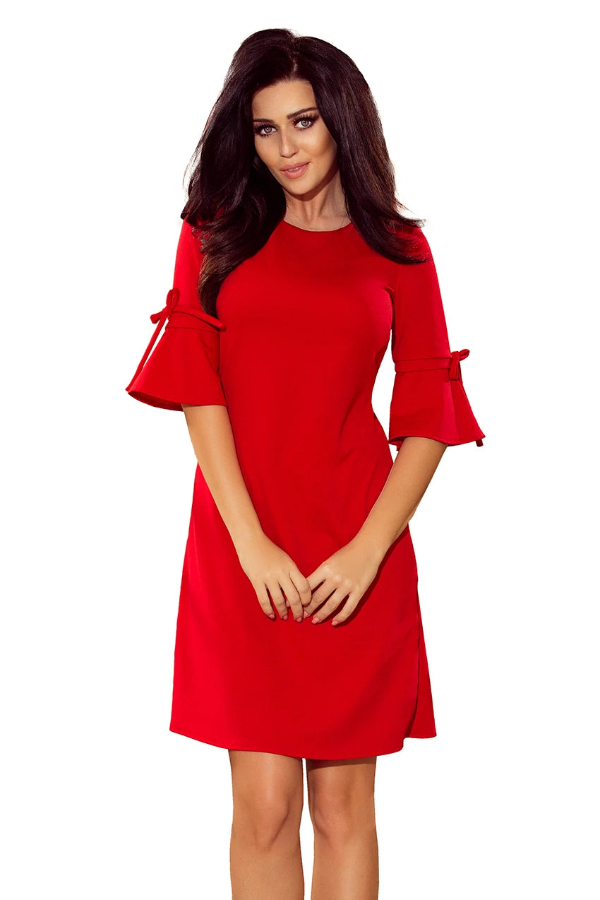 NEVA Trapezoidal dress with flared sleeves – Red