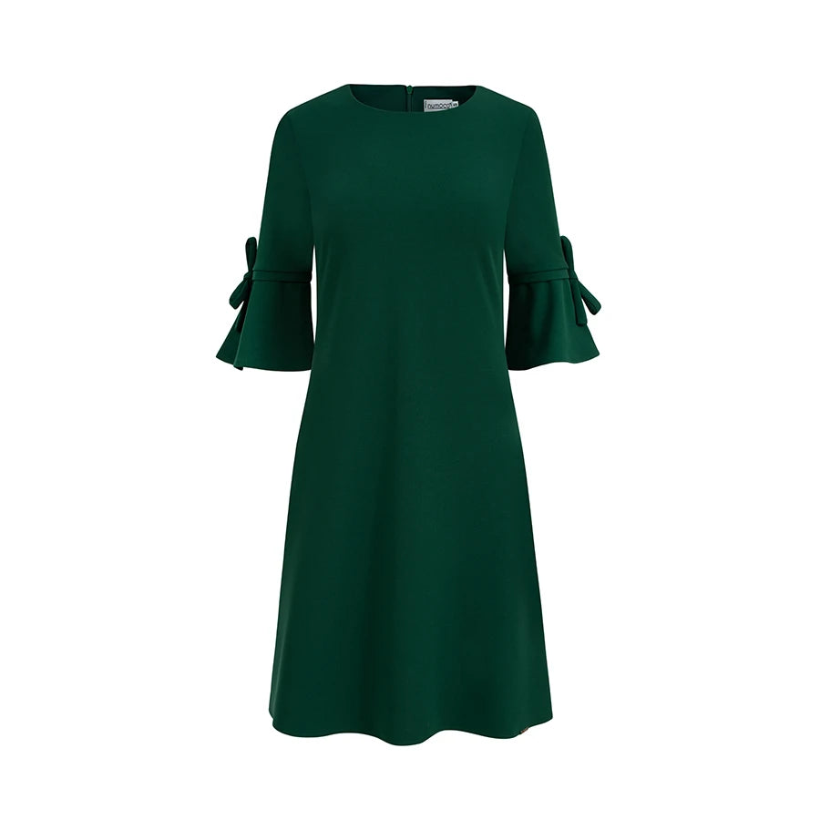 NEVA Trapezoidal dress with flared sleeves – Dark Green