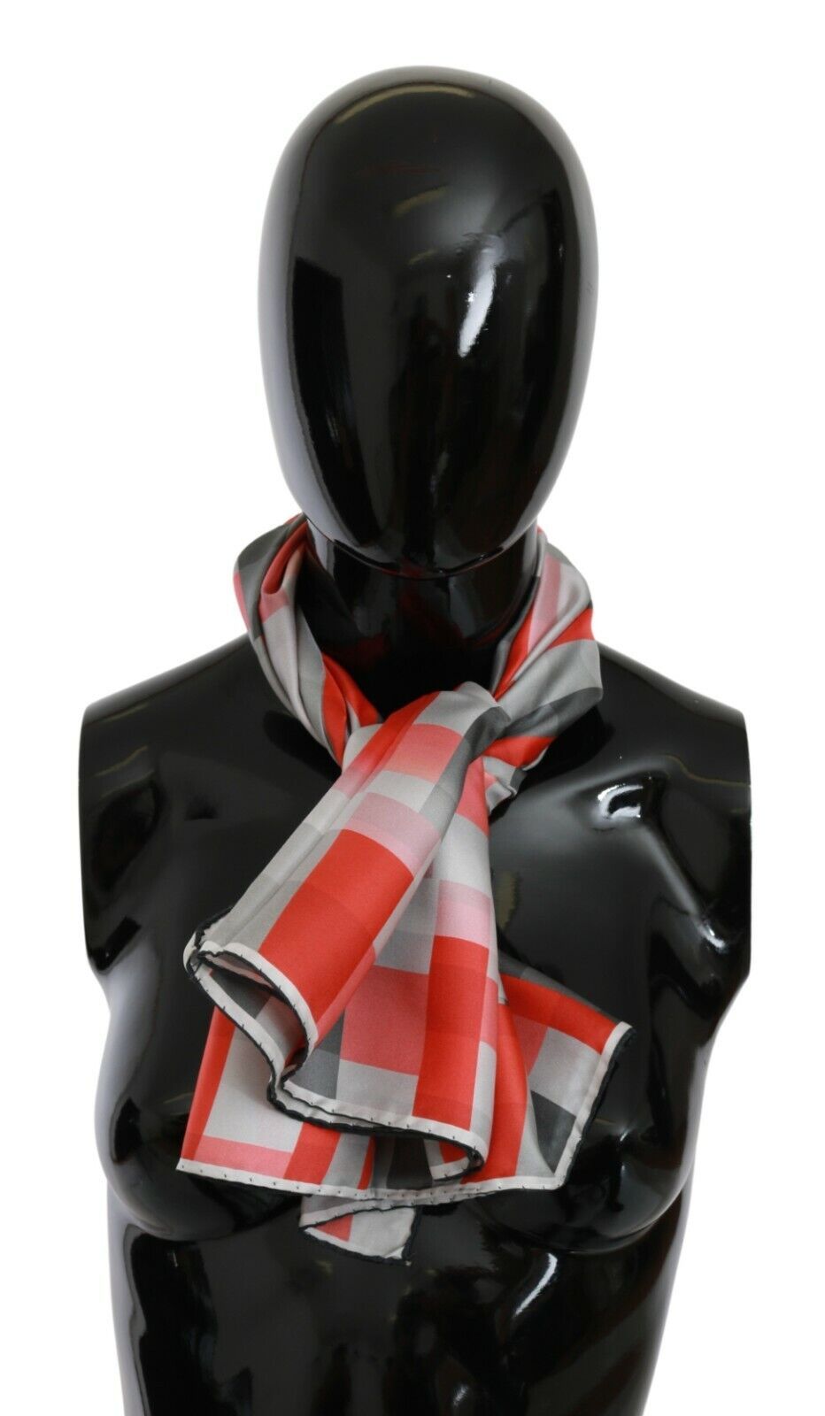 Šedočervený hedvábný šál Foulard Wrap
