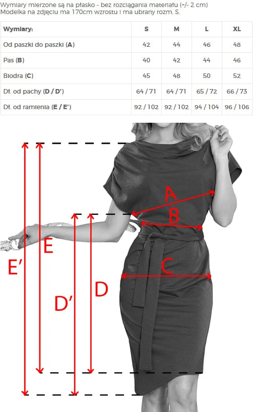 ROXI dress with asymmetrical skirt and belt – BLACK