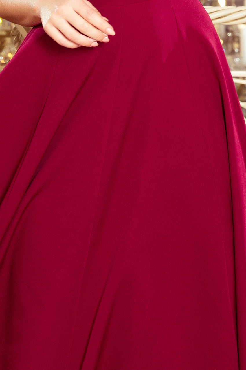 CINDY long dress with a neckline – Burgundy