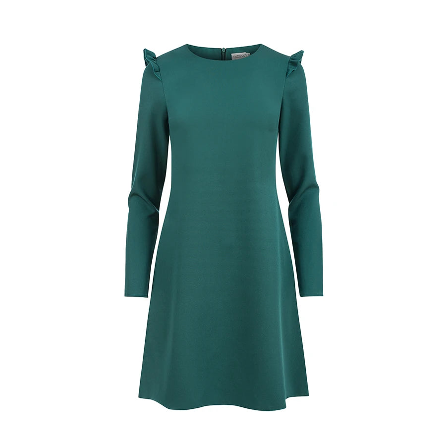 NELL Trapezoidal dress with frills – Green