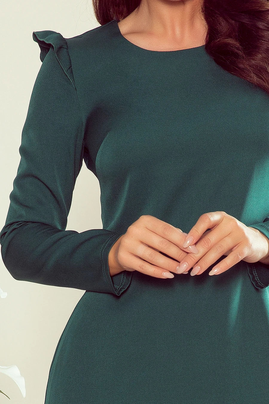 NELL Trapezoidal dress with frills – Green