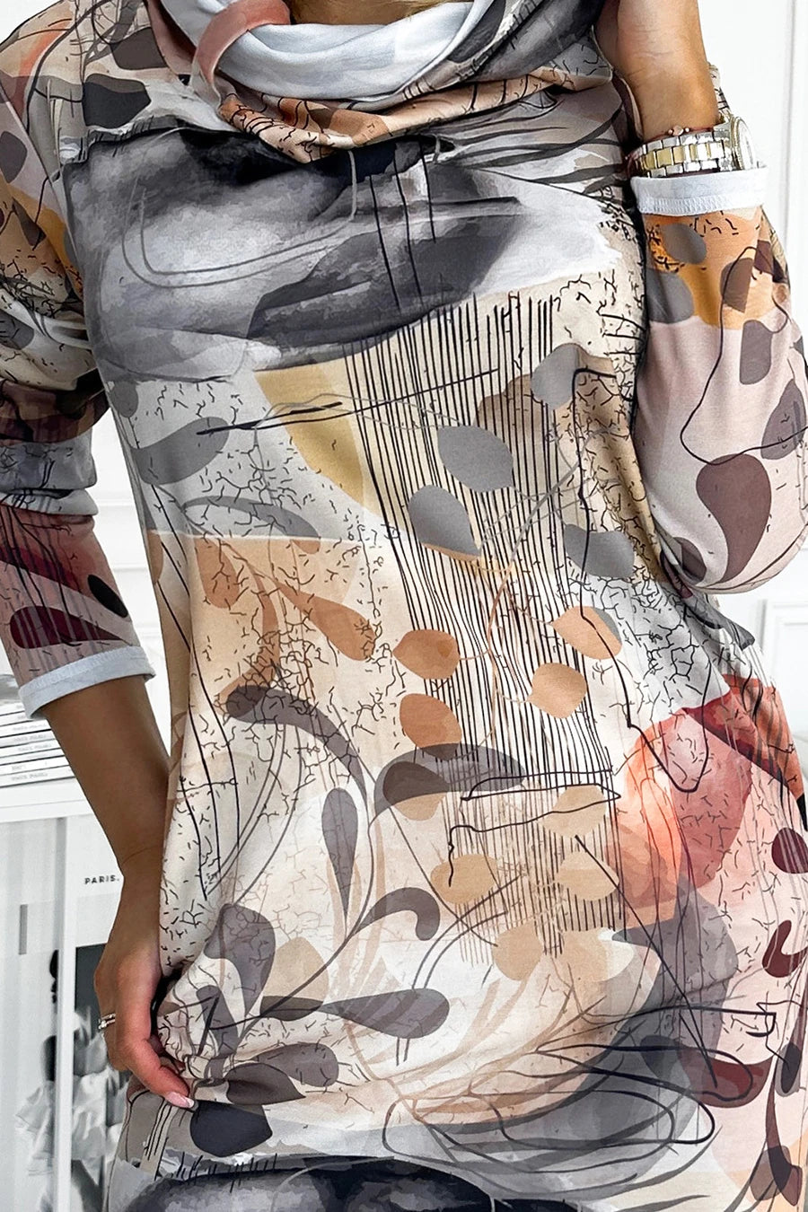 IRENE Turtleneck dress – Silver Brown