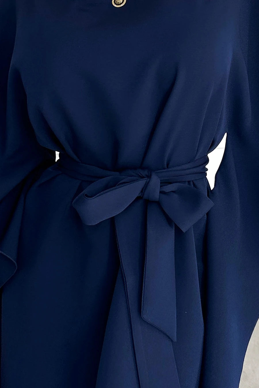 SOFIA Butterfly dress with a binding at the waist – Navy Blue
