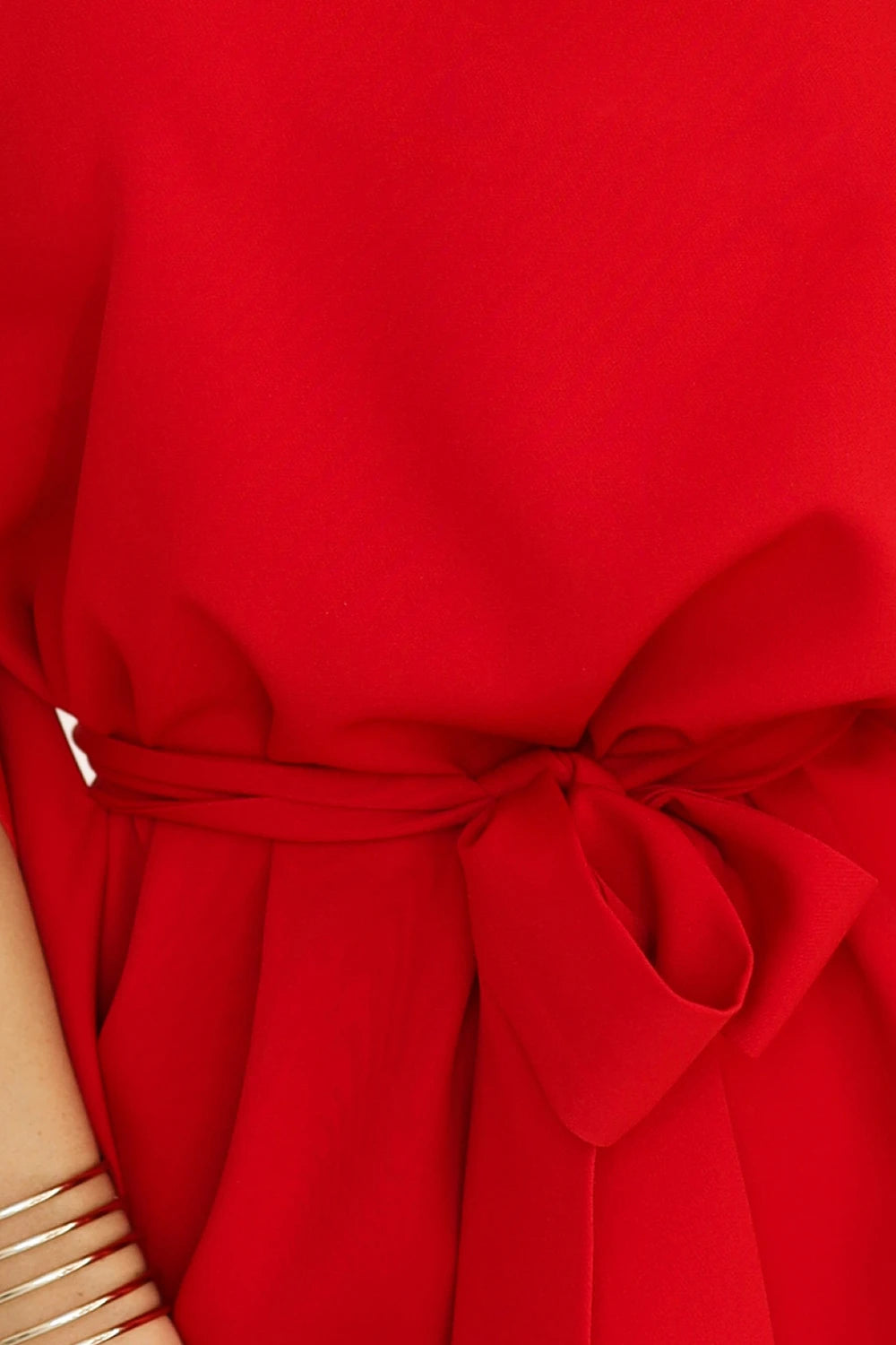 SOFIA Butterfly Dress with Waist Tie – Red