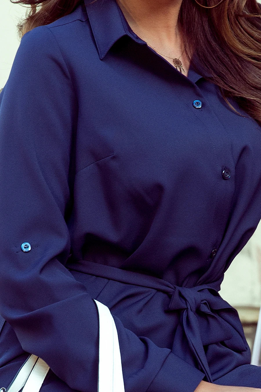 Shirt dress with buttons – Dark Blue