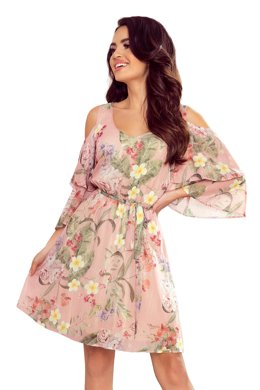LIMITED MARINA flimsy dress with a neckline – Pink With Flowers