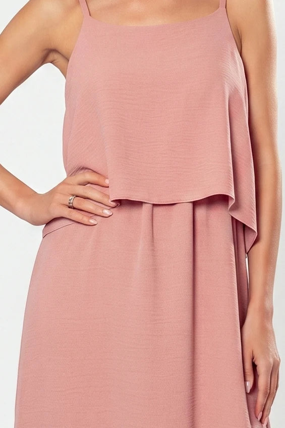 A long summer dress with straps – Powder Pink