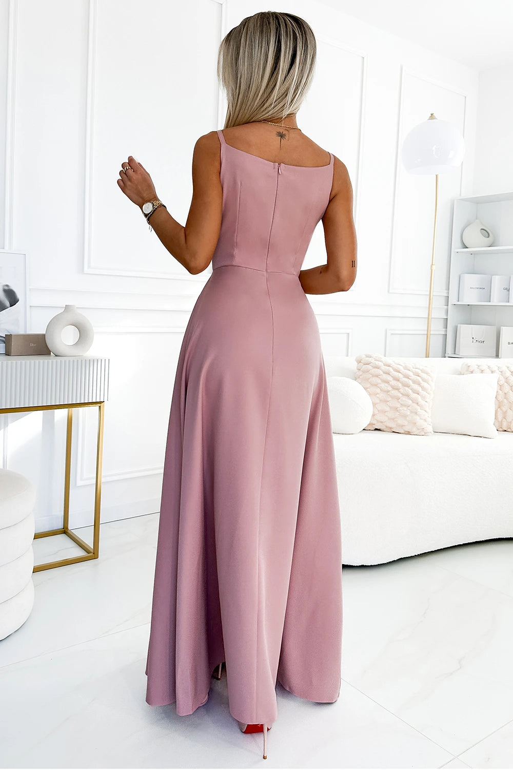 LIMITED CHIARA elegant maxi dress with straps – Dirty Pink