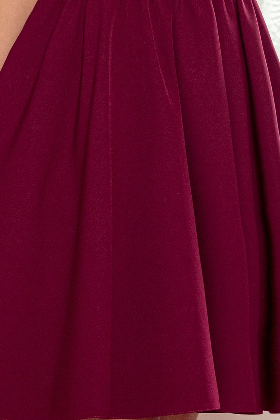 -SS2020 POLA dress with frills on the neckline – Burgundy Color