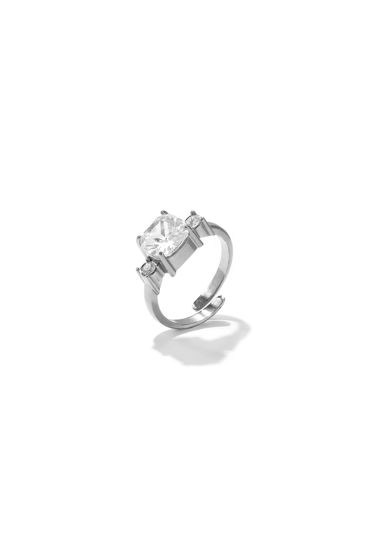 Adjustable statement ring with cubic zirconia stones
