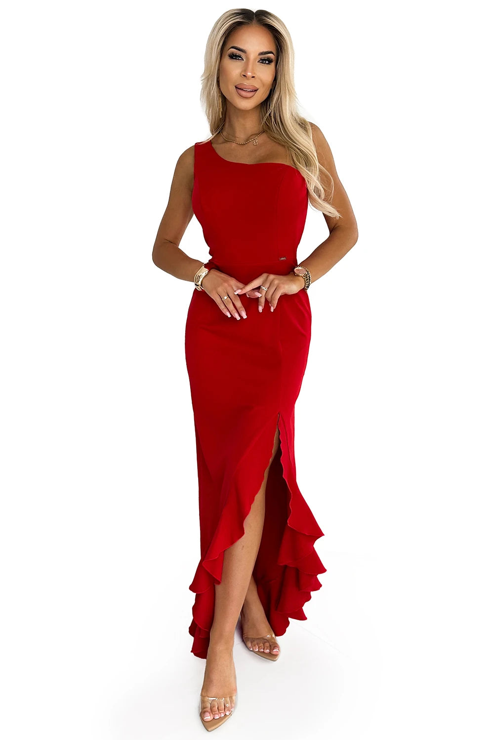 One shoulder long dress – Red