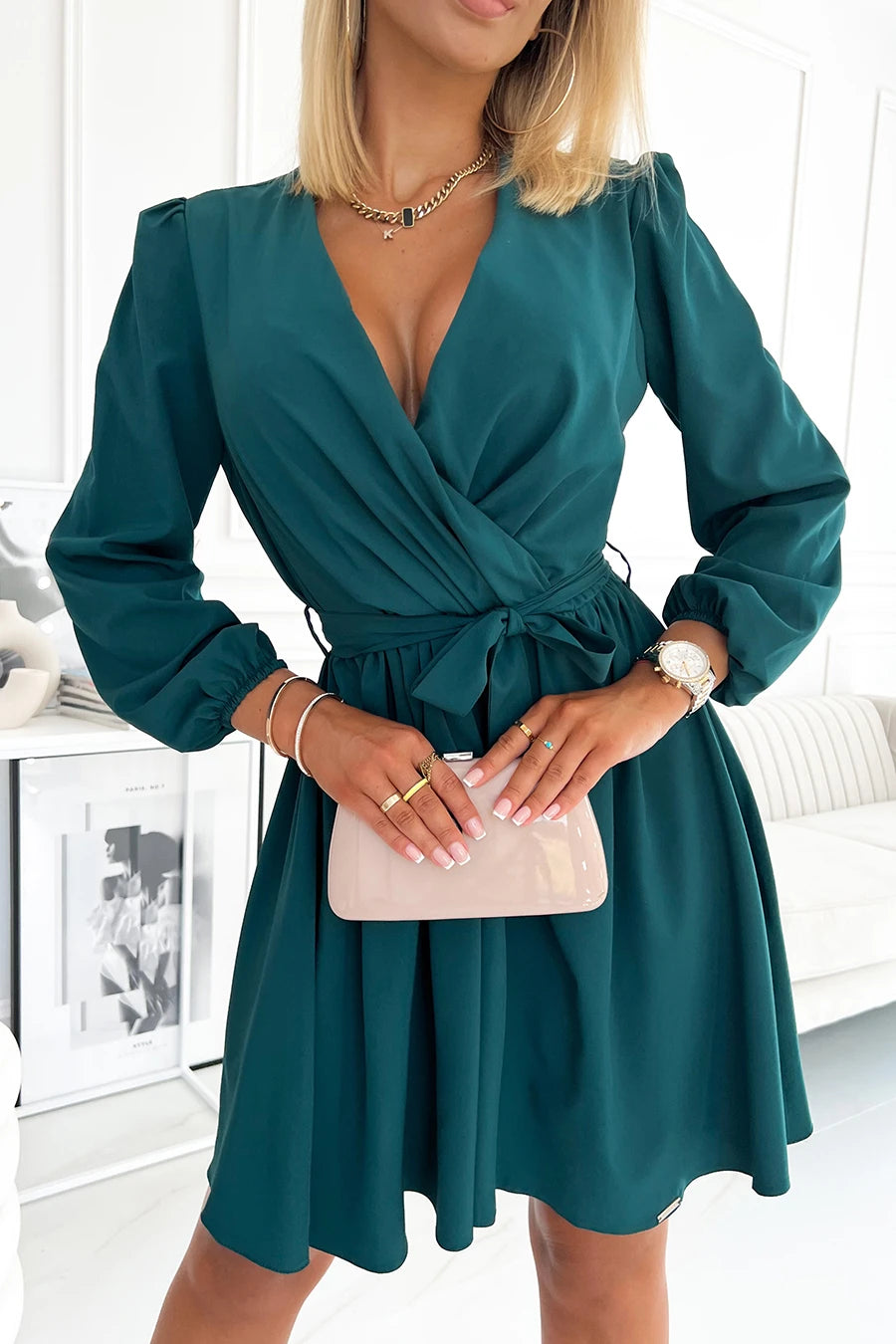 ANTRESOLA 1L BINDY Feminine dress with a neckline – Green