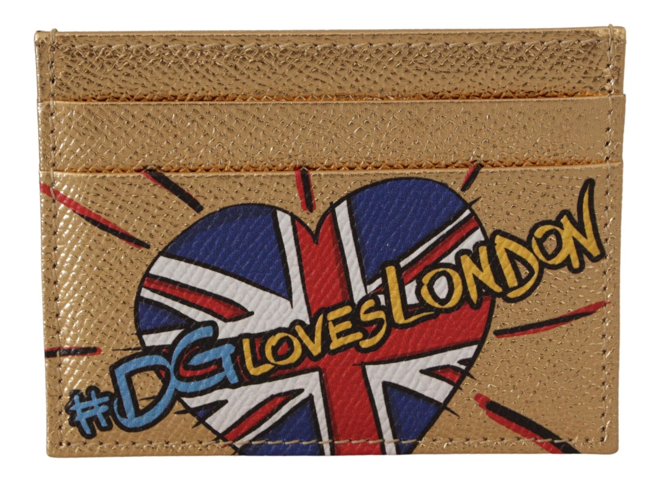 Zlatá kožená peněženka s pouzdrem na karty #DGLovesLondon pro ženy