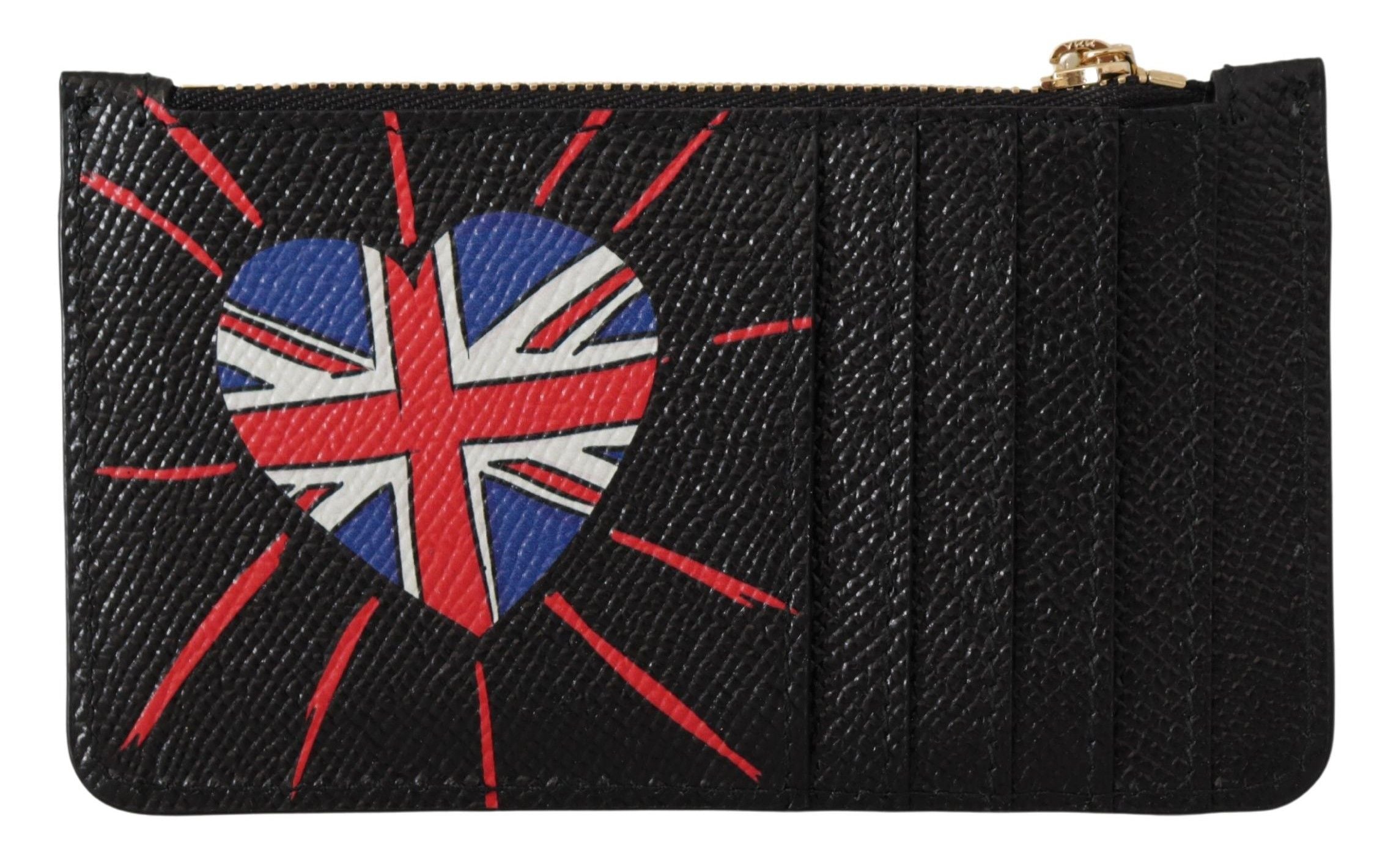 Černá kožená peněženka #DGLovesLondon s pouzdrem na karty a mincemi pro ženy