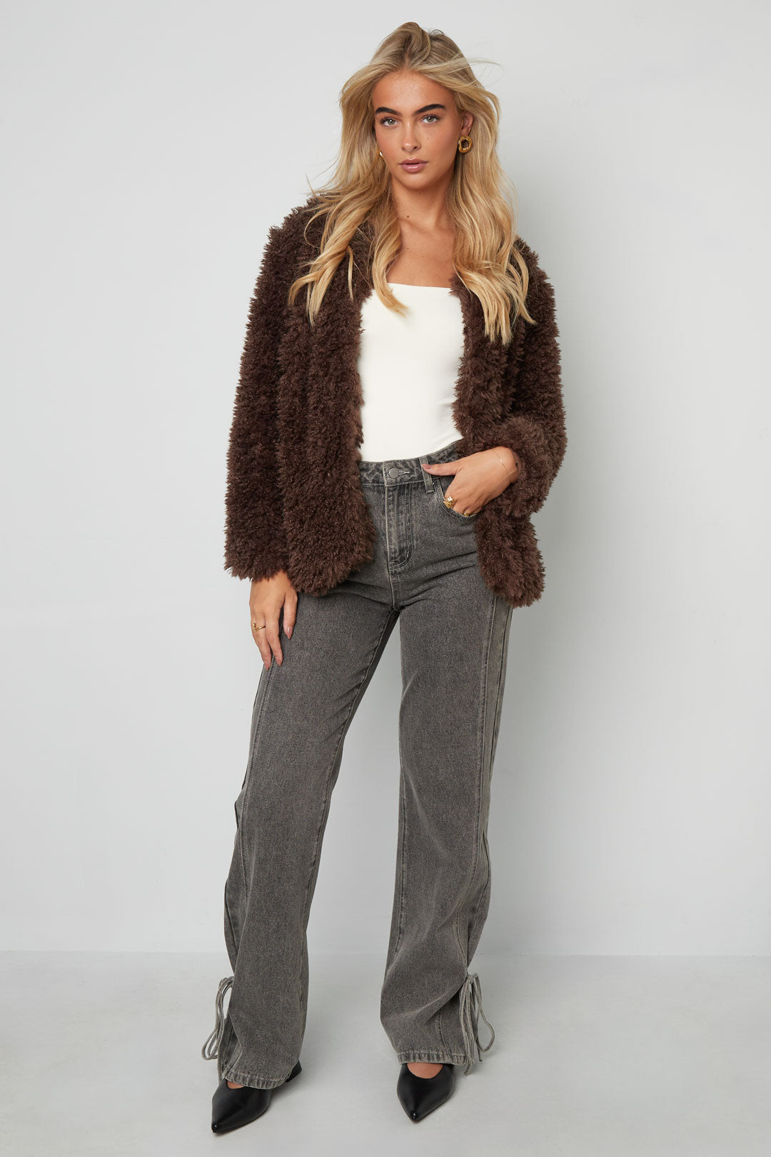 Woven Polyester Fiber Women's Jacket Elegant Solid Color Fall/Winter